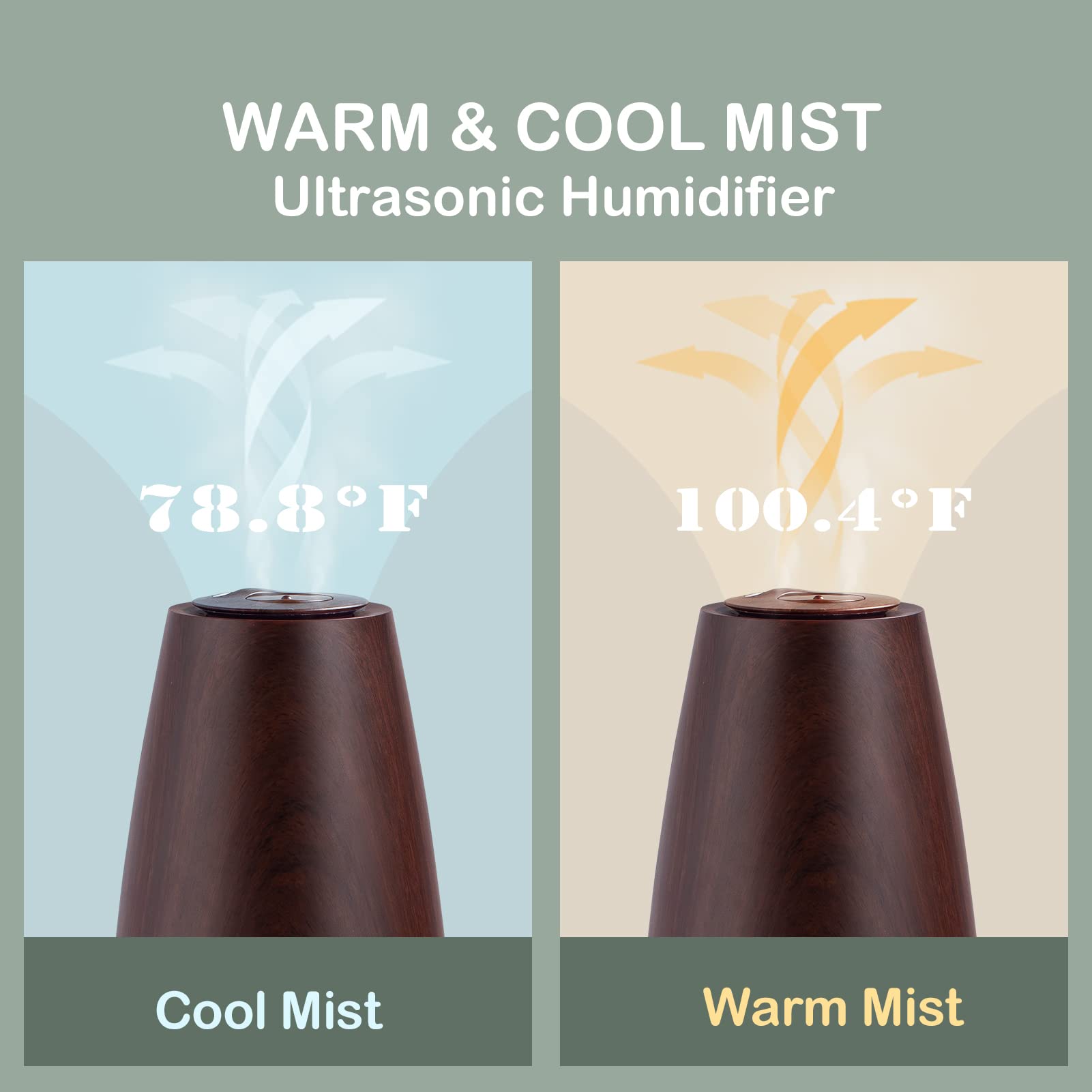 Elecameier 2.3L Cool Mist Humidifier with Remote Control - Ultra Quiet 25dB Smart Air Humidifier for Home, Bedroom, Office & Desk - Auto Shut Off & Dark Wood Design - Perfect for Dry Air Relief, Better Sleep & Improved Indoor Air Quality