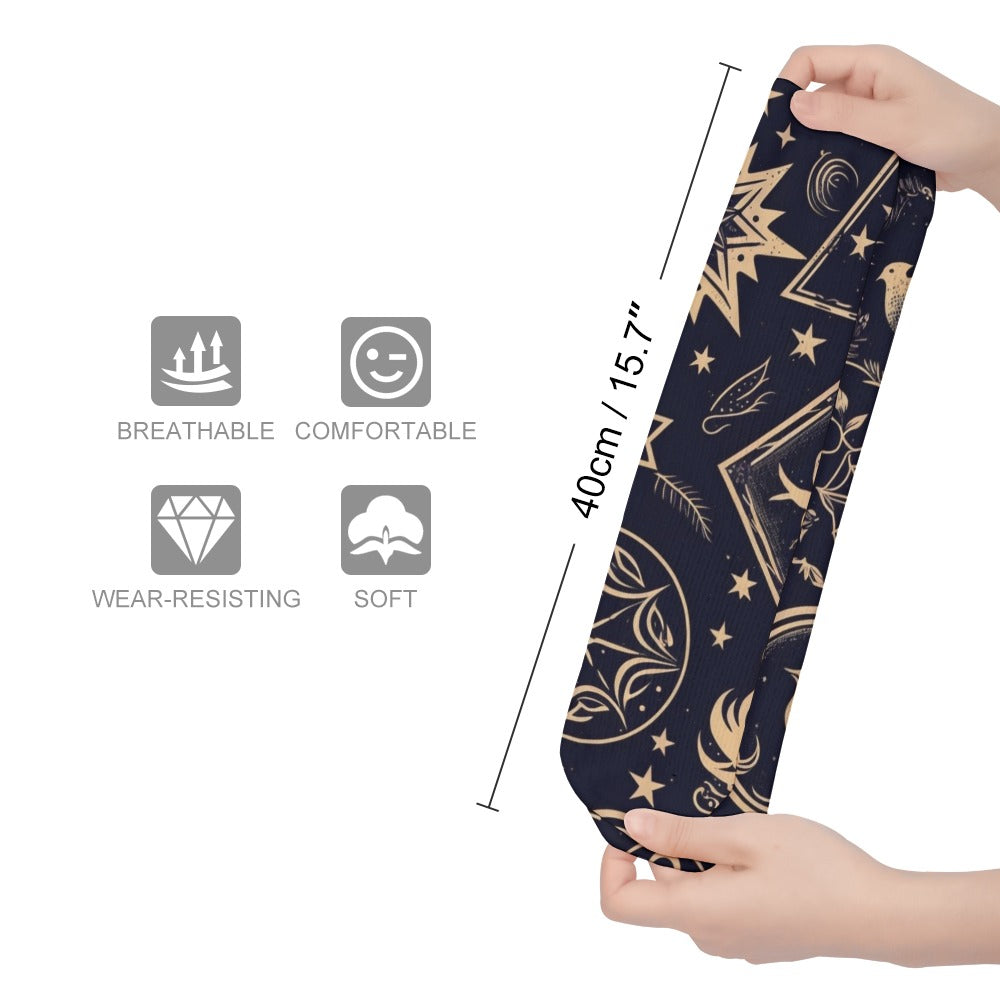 Magic Symbols Thick Stockings - High-Quality Patterned Tights for Women, Fashionable & Durable Legwear for Daily Wear, Cosplay, and Winter Outfits