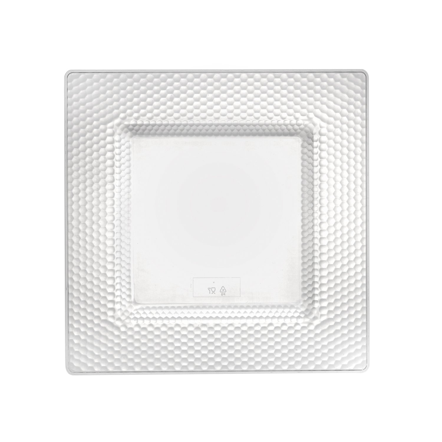 70-Count Clear Honeycomb Square Plastic Plates - Disposable Dinnerware for Wedding, Birthday Party & All Occasions | Durable & Elegant Tableware for Catering, Picnics & Outdoor Events