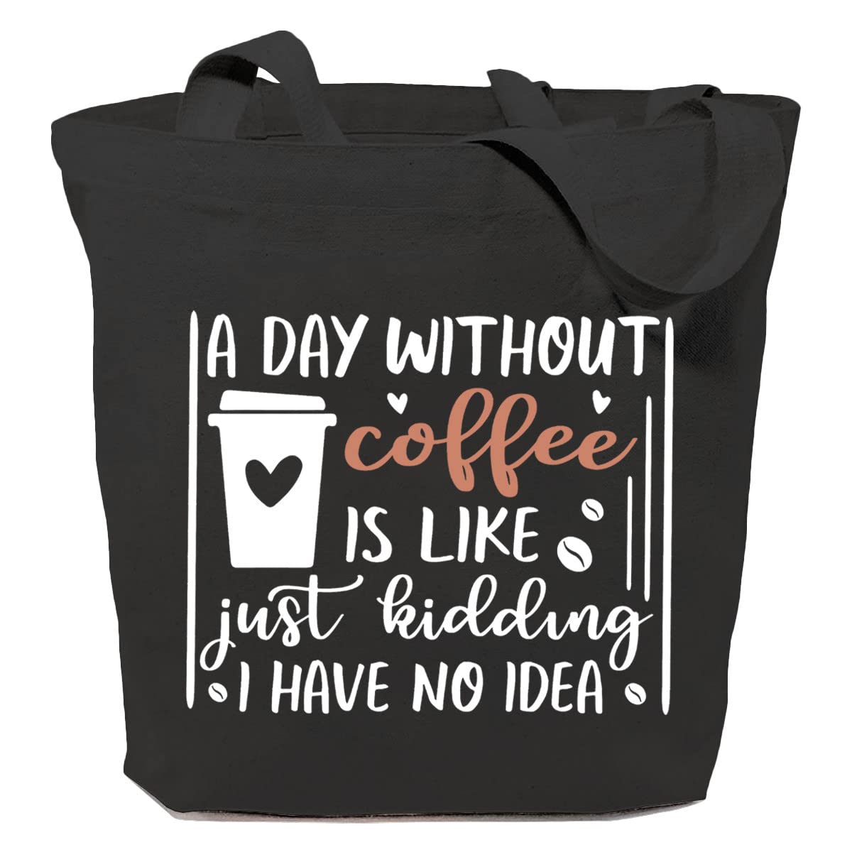 SAUIVD Funny Coffee Quote Reusable Canvas Tote Bag - 'A Day Without Coffee' Grocery Shopping Bag for Coffee Lovers | Perfect for Groceries, Beach, Work & Daily Errands