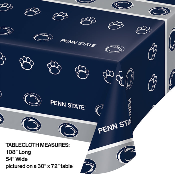 12-Pack Bulk Plastic Table Covers - Durable Disposable Tablecloths for Parties, Picnics & Events - Waterproof & Easy Clean (Penn State Brand) - Perfect for Indoor/Outdoor Dining, BBQs & Catering