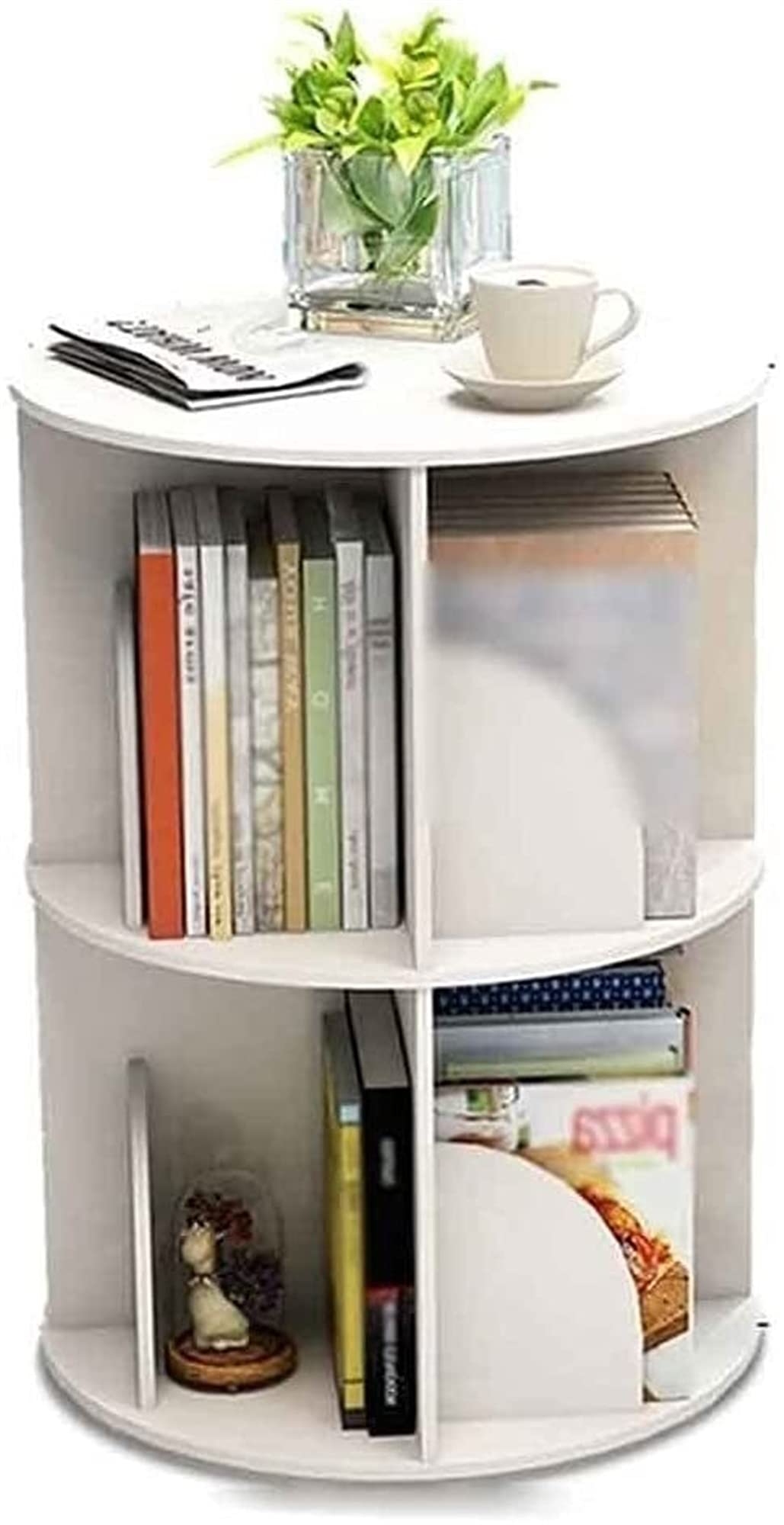 360° Rotating Kids Bookshelf - Creative White Floor Book Storage Rack for Children's Books & Movies (40x66cm) - Perfect for Bedrooms, Playrooms & Homeschooling Spaces