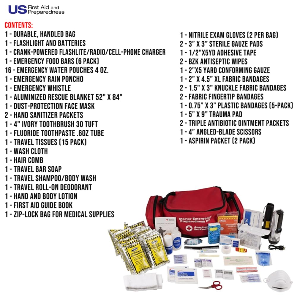 First Aid Concepts Basic Emergency Preparedness Starter Kit - 12 Hour Survival Supplies for 1 Person | Includes Water, Phone Charger, Blanket & Food | Perfect for Camping, Hiking, Natural Disasters & Emergency Preparedness