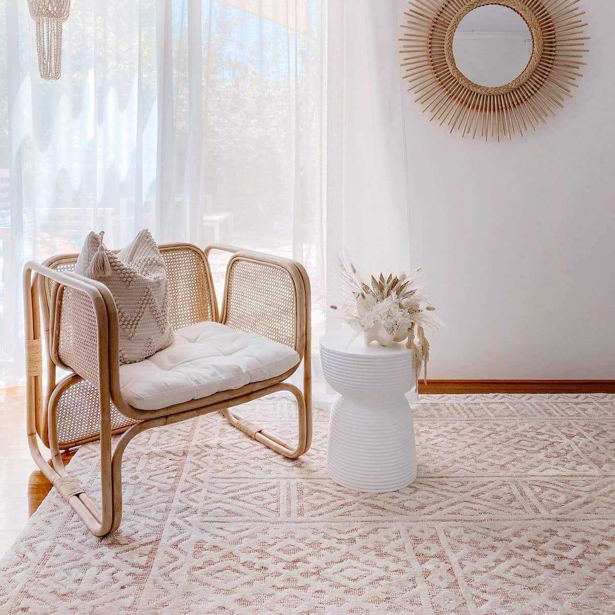 Bobbie Textured Tribal Rug - Handwoven Boho Chic Area Rug for Living Room, Bedroom, or Office - Soft & Durable Home Decor
