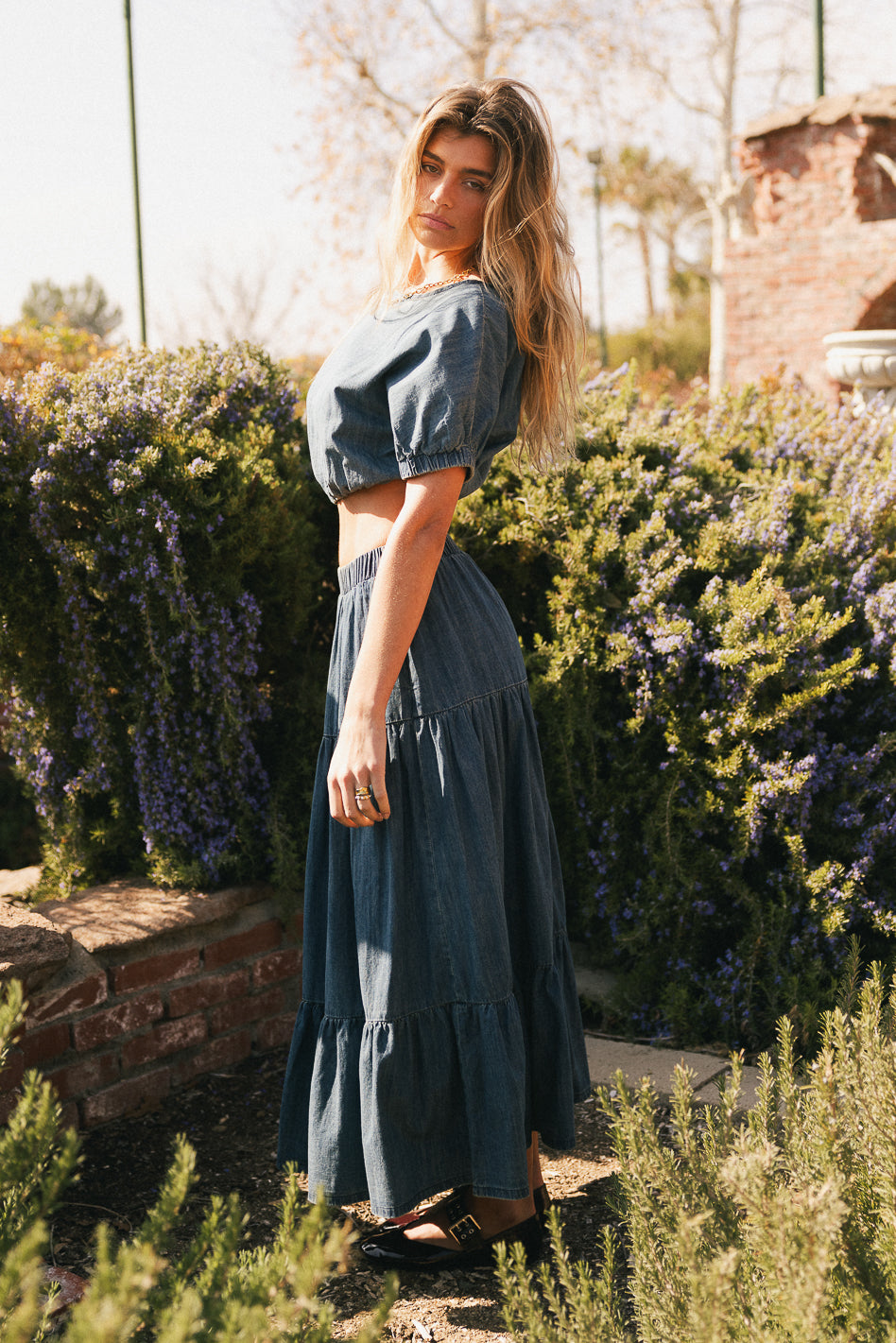 Kiera High Waist Denim Maxi Skirt for Women - Vintage Blue Long Denim Skirt with Side Slits | Perfect for Casual Outfits, Summer Dresses & Boho Fashion