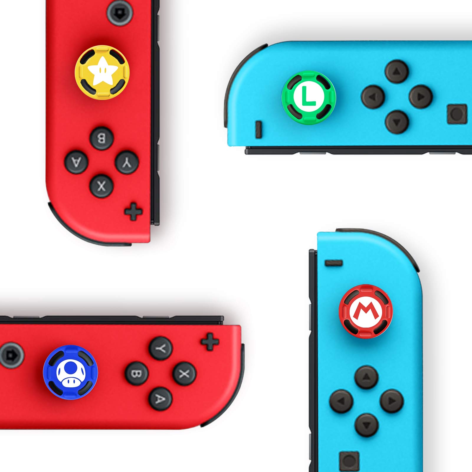 4Pcs Silicone Joystick Thumb Grip Covers for Nintendo Switch Joy-Con/Switch OLED/Switch Lite - Anti-Slip, Comfortable Game Controller Accessories for Enhanced Gaming Experience - Perfect for Mario Kart, Zelda & Multiplayer Gaming Sessions