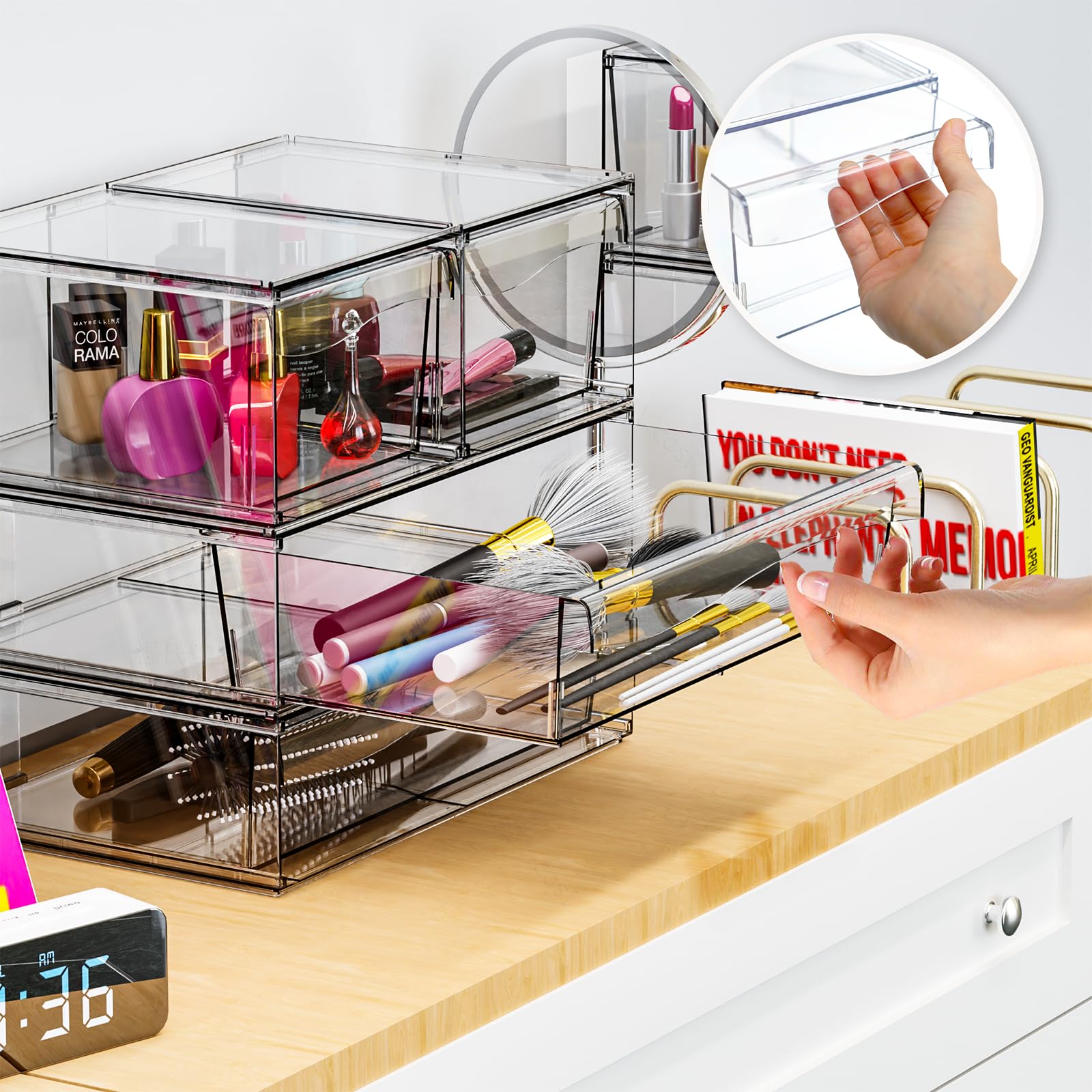 4 Pack Clear Acrylic Stackable Storage Bins - 12