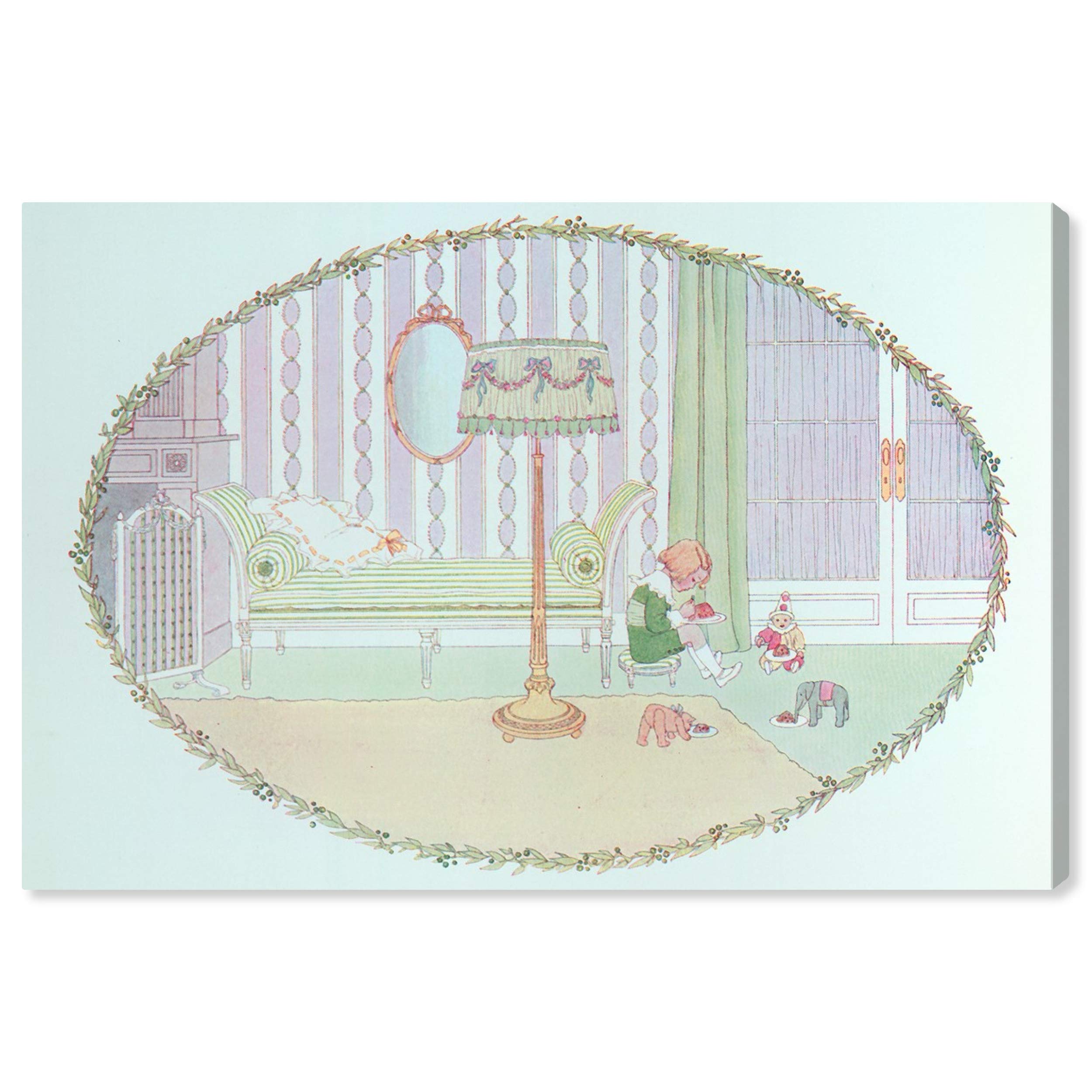 Oliver Gal Artist Co. 'Little Jack Horner' Fantasy Wall Art Canvas Print - 30x20 Inch Kids Room Decor in Green & Purple | Perfect for Nursery, Bedroom & Playroom