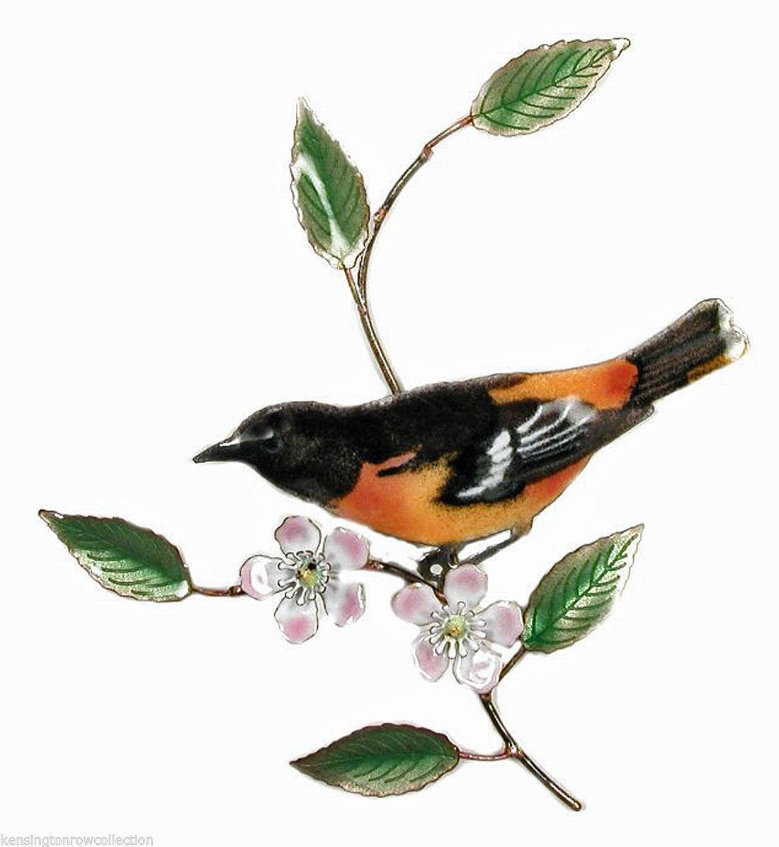 Kensington Row Home Collection - Baltimore Oriole on Dogwood Branch Metal Wall Sculpture - Elegant Wall Decor for Living Room, Bedroom & Office - Unique Home Art Gift