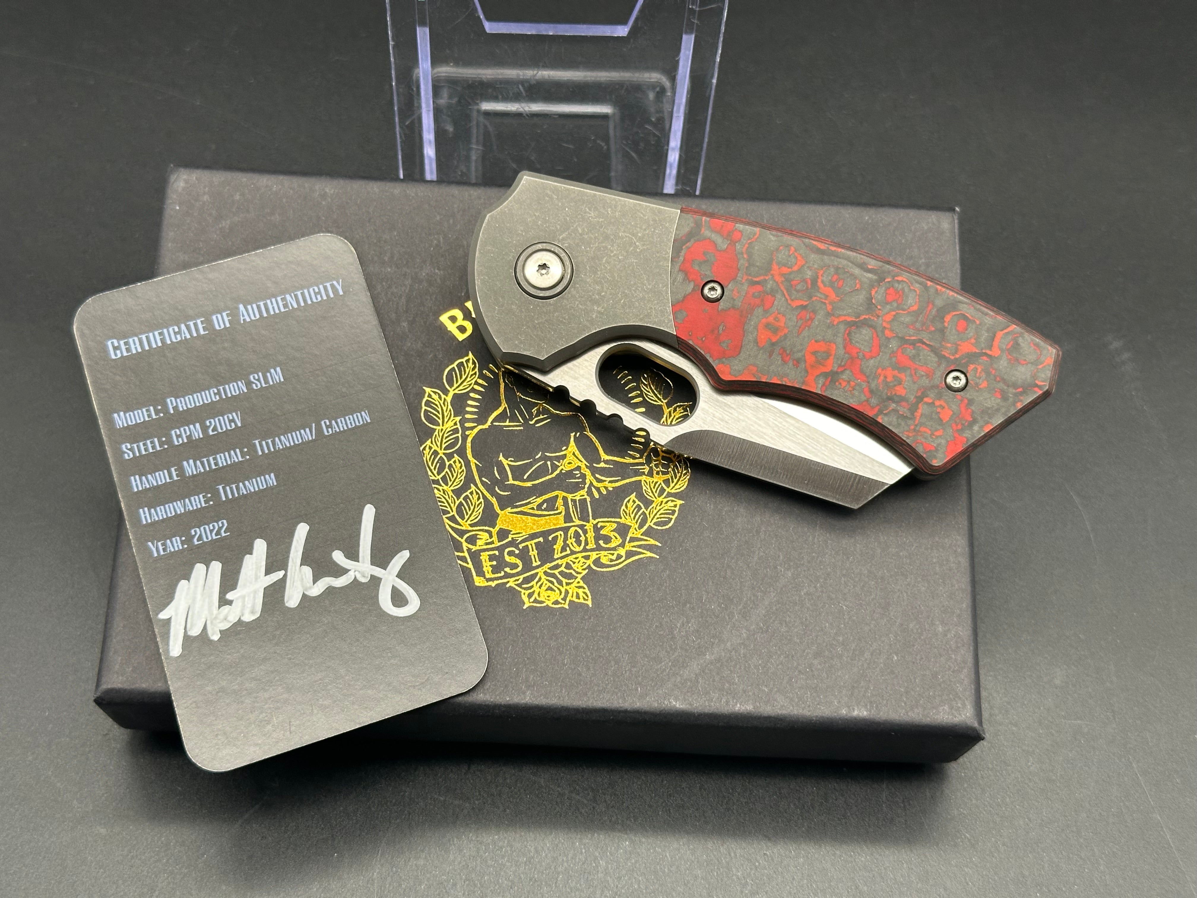 Berg Slim Satin Lava Flow Folding Knife with Premium 20CV Steel Blade - EDC Pocket Knife for Camping, Hiking & Everyday Carry