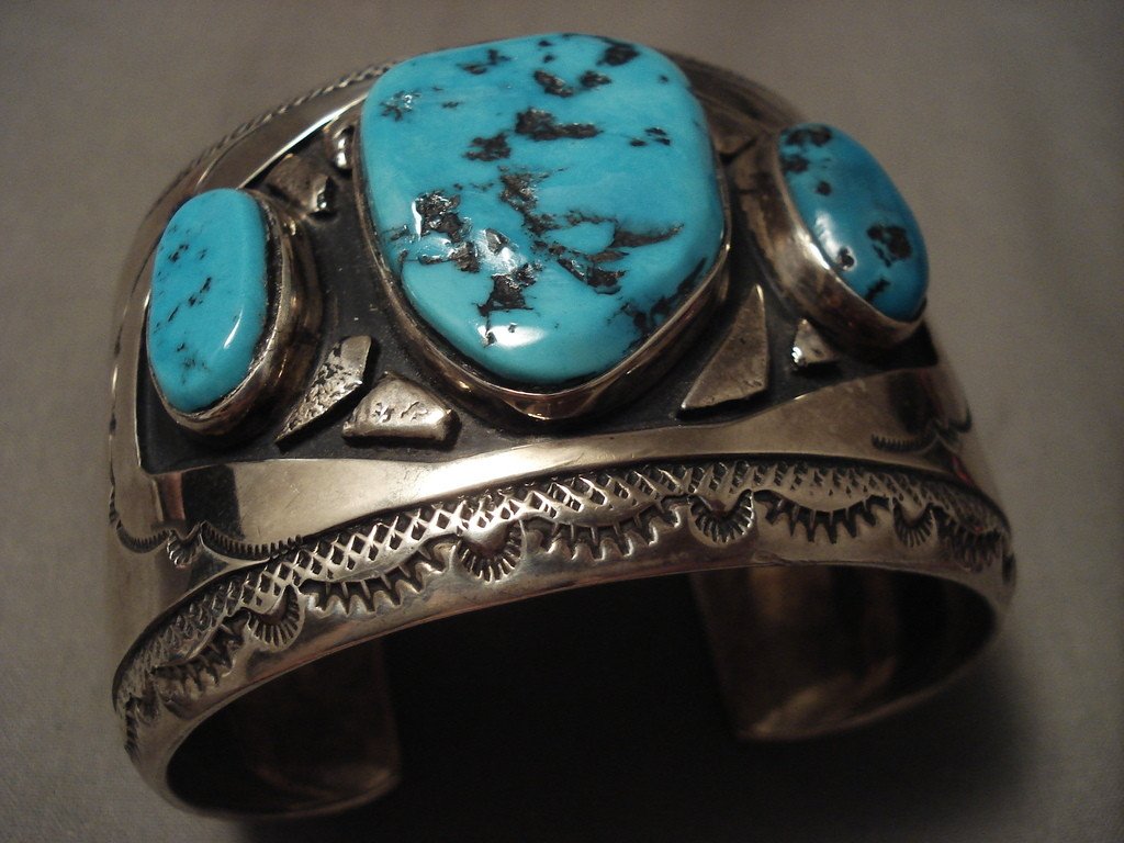172 Gram Heavy Vintage Navajo Turquoise Native American Silver Bracelet - Authentic Old Southwest Jewelry for Women, Boho Fashion & Gift Giving