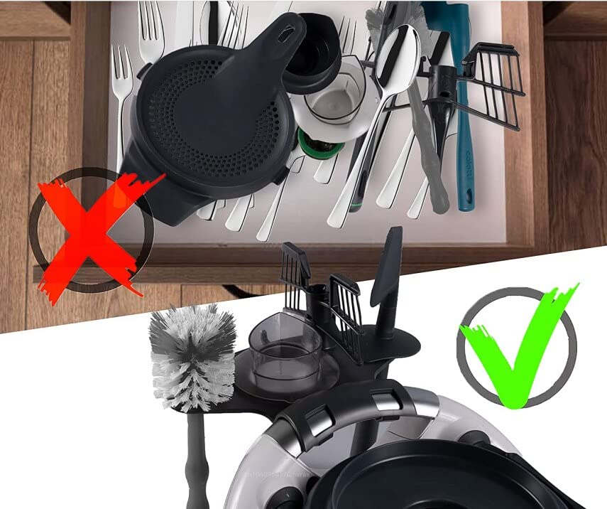 Thermomix TM5 TM6 Kitchen Storage Rack Holder - Organize Up to 5 Accessories - Space Saving Kitchen Organizer for Blades, Measuring Cups & More - Perfect for Small Kitchens & Countertop Storage