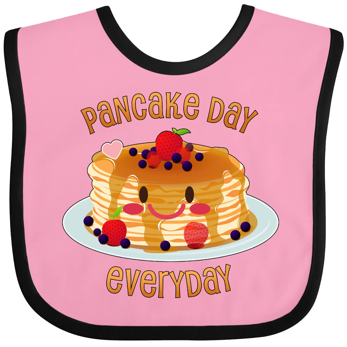 Inktastic Pancake Day Everyday - Smiling Stack of Pancakes Baby Bib | Adorable & Absorbent for Messy Mealtime Fun