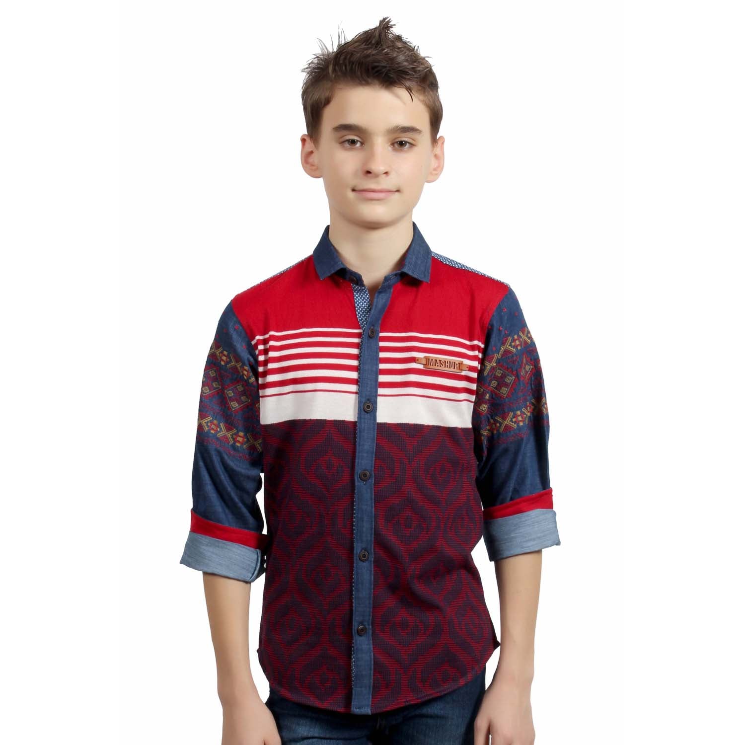 Stylish MashUp Designer Casual Red Shirt for Men - Trendy Cotton Button Down Top for Everyday Wear, Date Night & Office Outfits