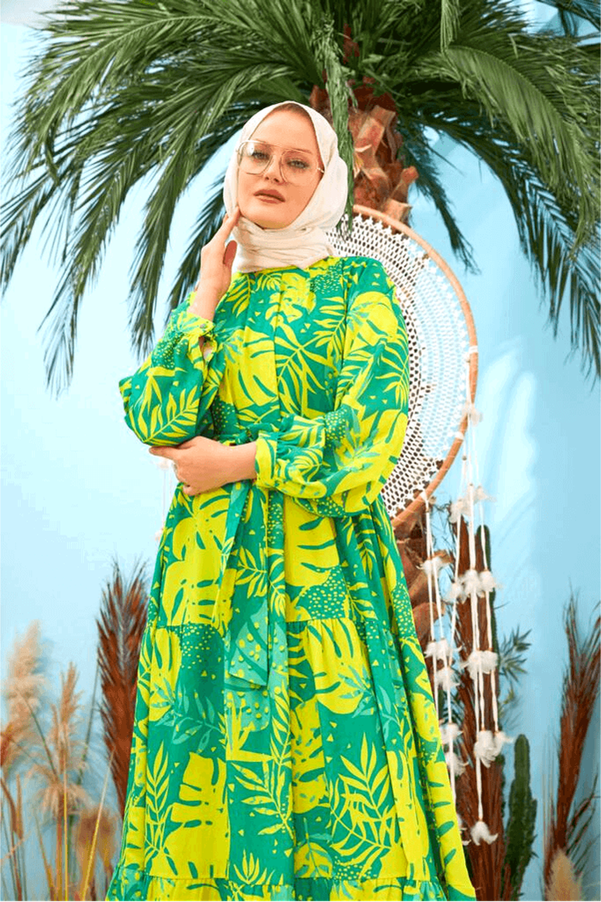 Maui Lime Green Maxi Dress with Detailed Side Design & Long Sleeves | Flowy Summer Beach Dress for Women | Perfect for Vacations, Weddings & Boho Outfits