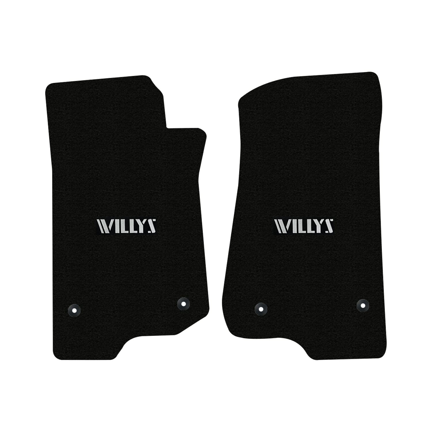 Premium Custom-Fit Carpeted Floor Mats for Jeep Wrangler JL (2018-Present) - Black & Silver Willy Design, 2-Piece Front Set | All-Weather Protection & Luxury Interior Upgrade for Off-Road Adventures & Daily Commuting