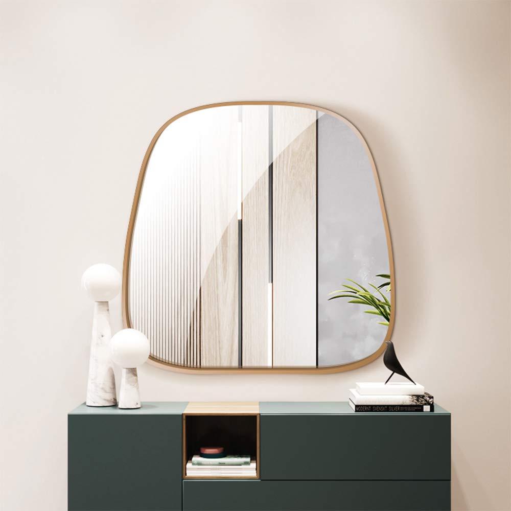 Stylish 60x60cm Golden Aluminum Alloy Dressing Table Mirror - Elegant Vanity Mirror for Bedroom, Bathroom & Dressing Room | Perfect for Makeup, Grooming & Home Decor
