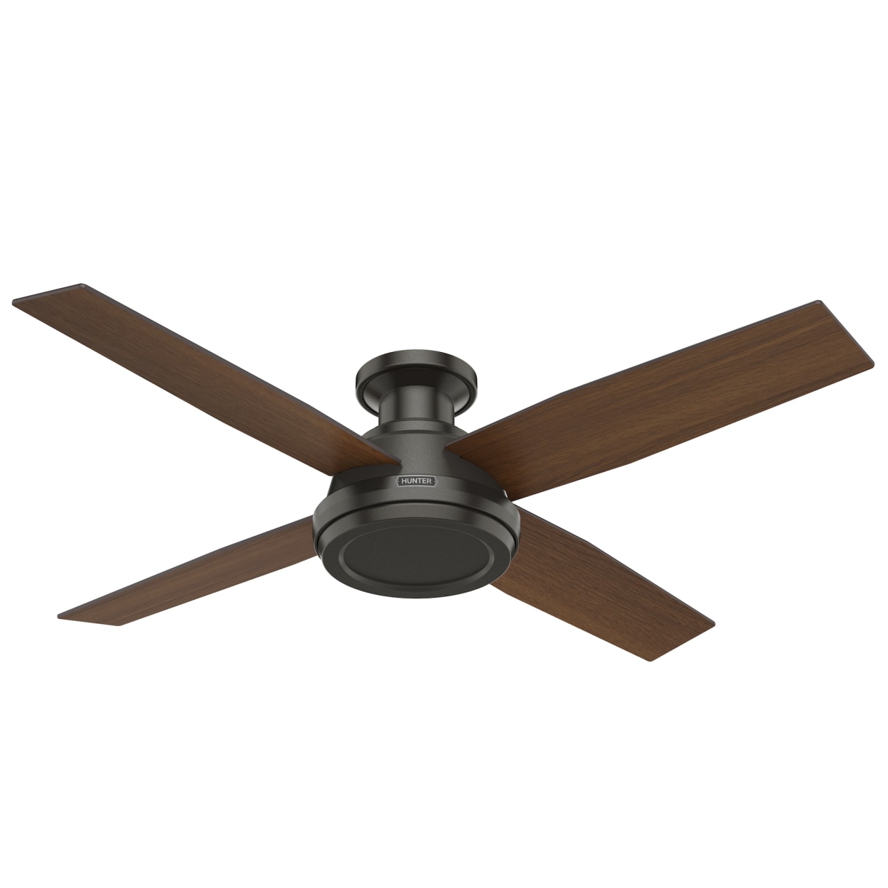 Hunter 52 Inch Dempsey Noble Bronze Low Profile Ceiling Fan - No Light, Modern Flush Mount Design for Bedroom, Living Room & Office