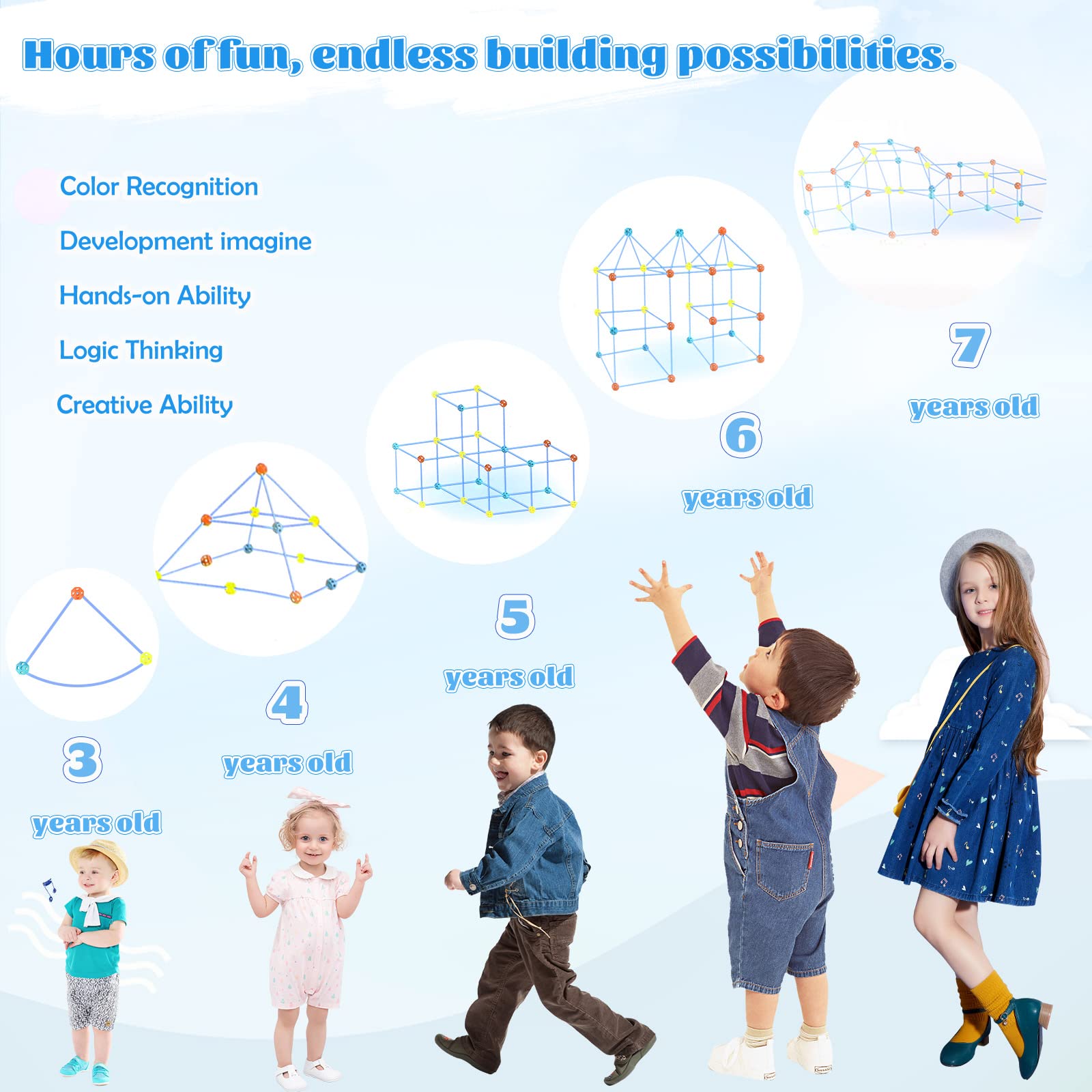 DBREAKS 128-Piece Building Straws & Connectors Set - STEM Educational Construction Toys for Kids Ages 3+ | Creative Learning Toys for Indoor Play, Classroom Activities & Birthday Gifts