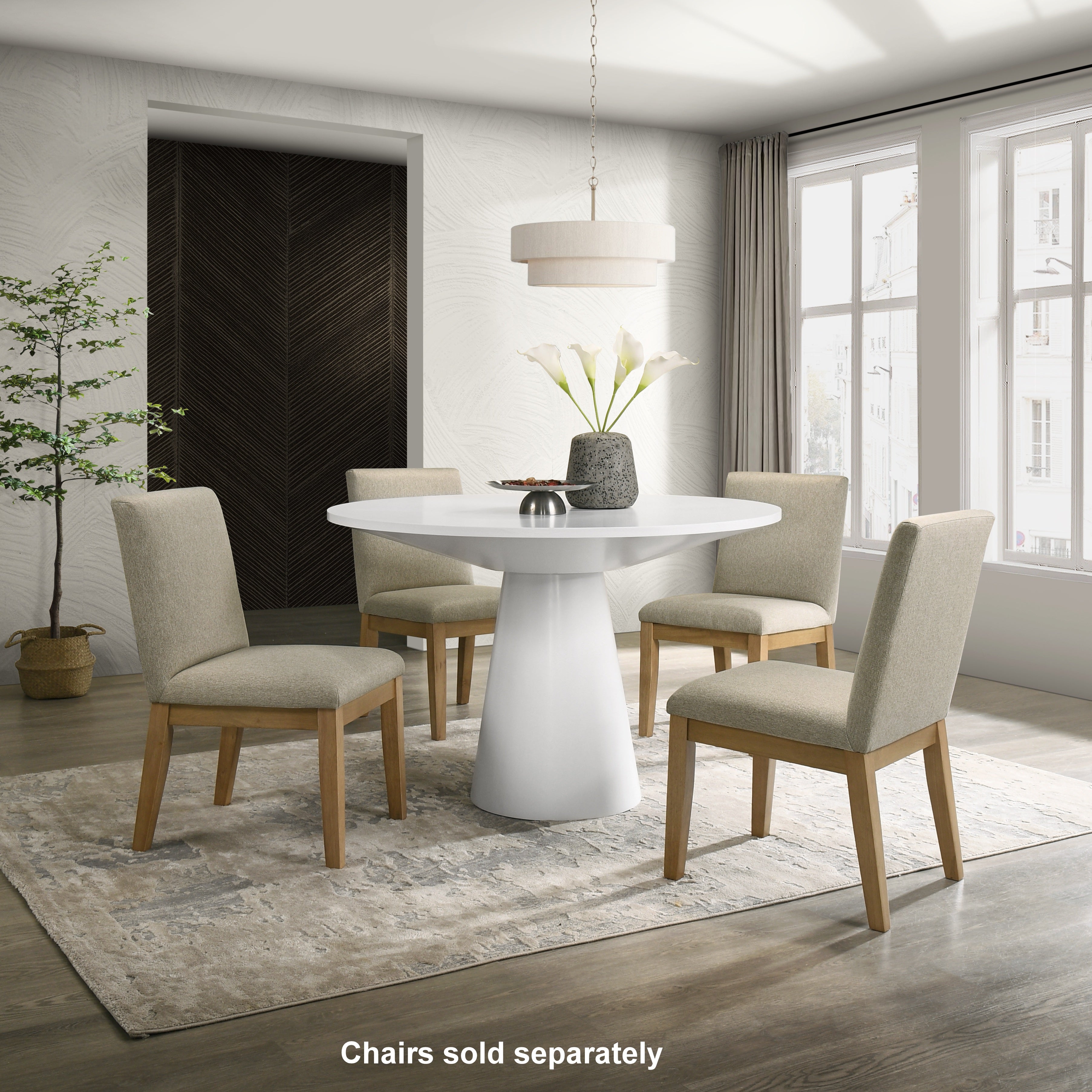 Rocco Contemporary 48-Inch Pedestal Dining Table - Modern Round Kitchen Table for Small Spaces, Perfect for Apartments, Breakfast Nooks & Cozy Dining Rooms
