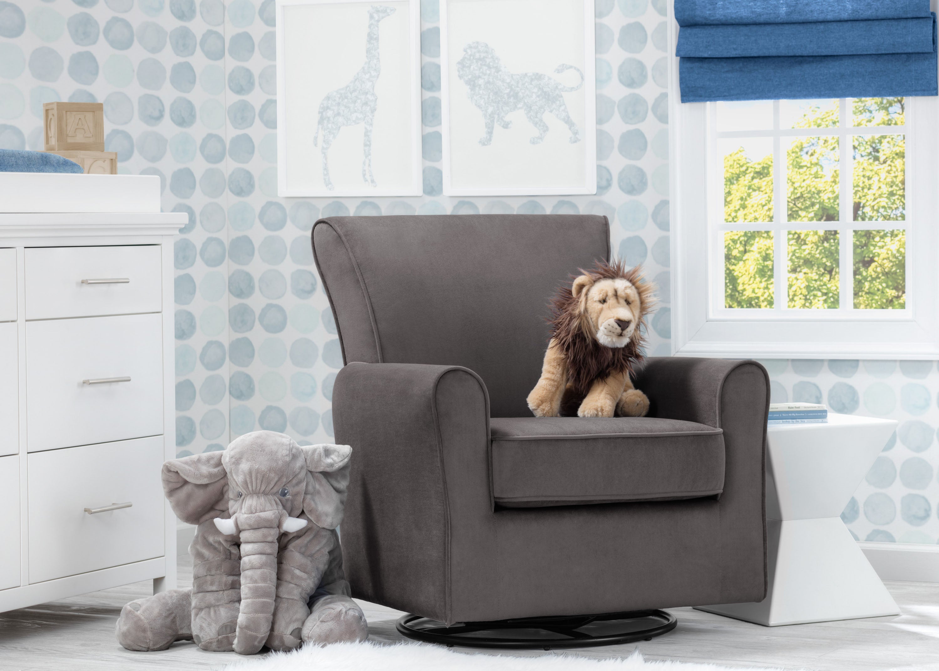 Elena Nursery Glider Swivel Rocker Chair - Comfortable Baby Rocking Chair for Breastfeeding & Nursery Room - Perfect for Nursing, Reading & Soothing Baby to Sleep