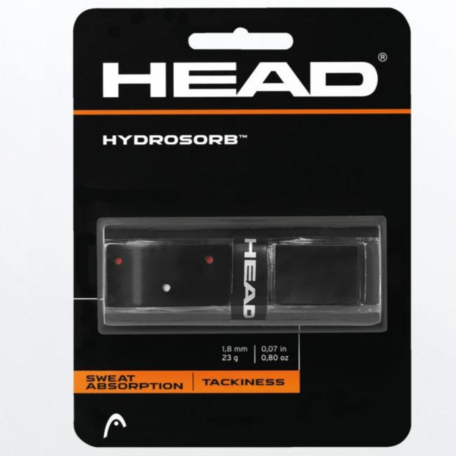 Head Hydrosorb Replacement Tennis Grip - Black | Non-Slip Cushioning for Better Control | Perfect for Tennis, Squash & Racquetball Players