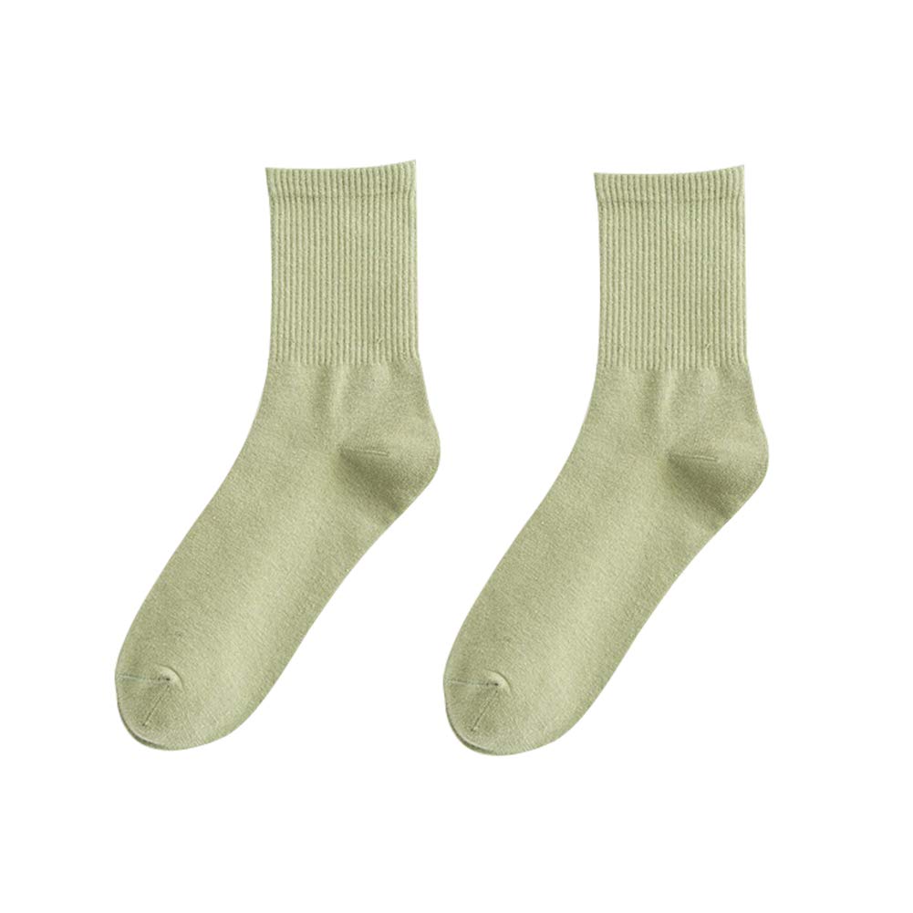 Angel3292 Unisex Winter Solid Color Cotton Breathable Elastic Soft Mid-Calf Socks - Light Green | Warm & Comfortable for Indoor/Outdoor Activities, Hiking, Snow Boots & Daily Wear