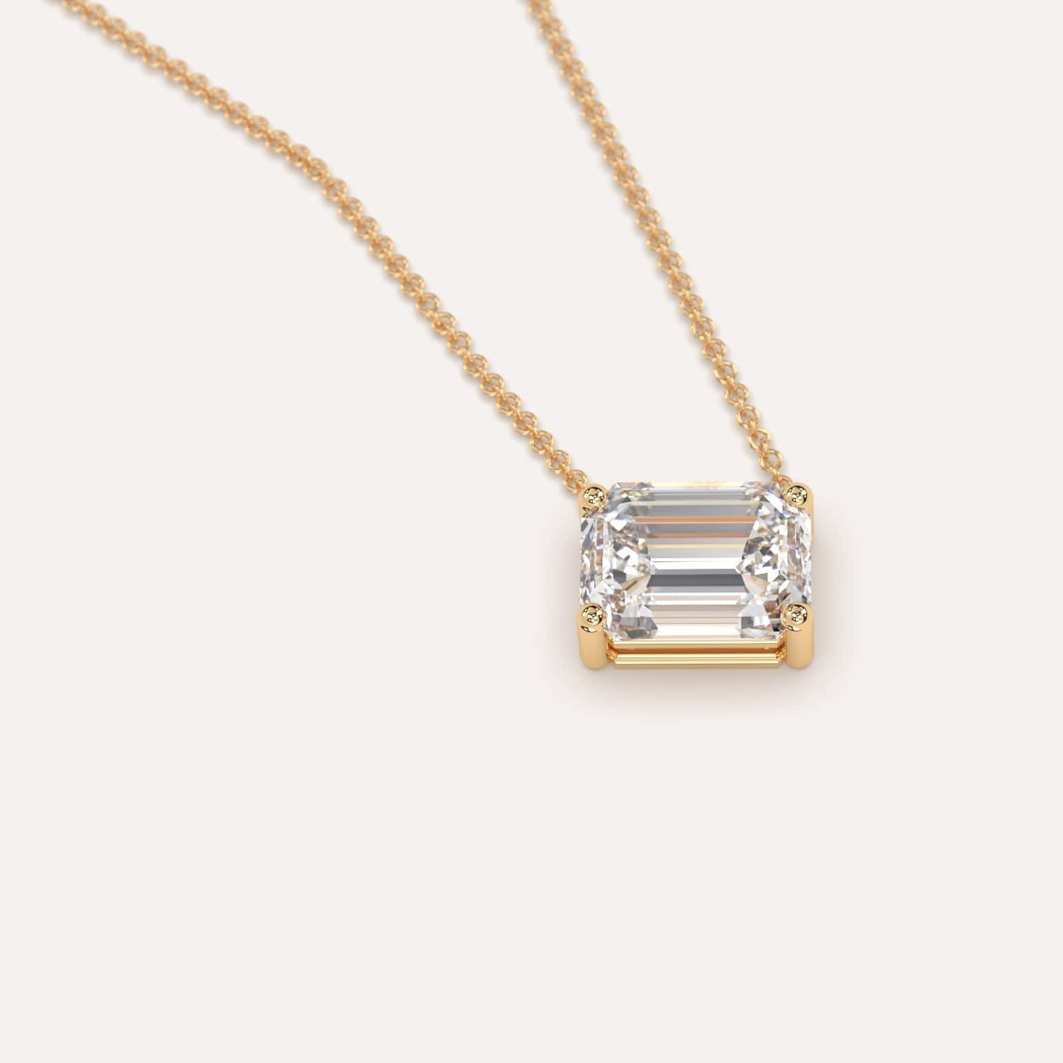 2 Carat Emerald Floating Diamond Necklace for Women - 14K Gold Pendant Jewelry - Perfect for Weddings, Anniversaries & Special Occasions