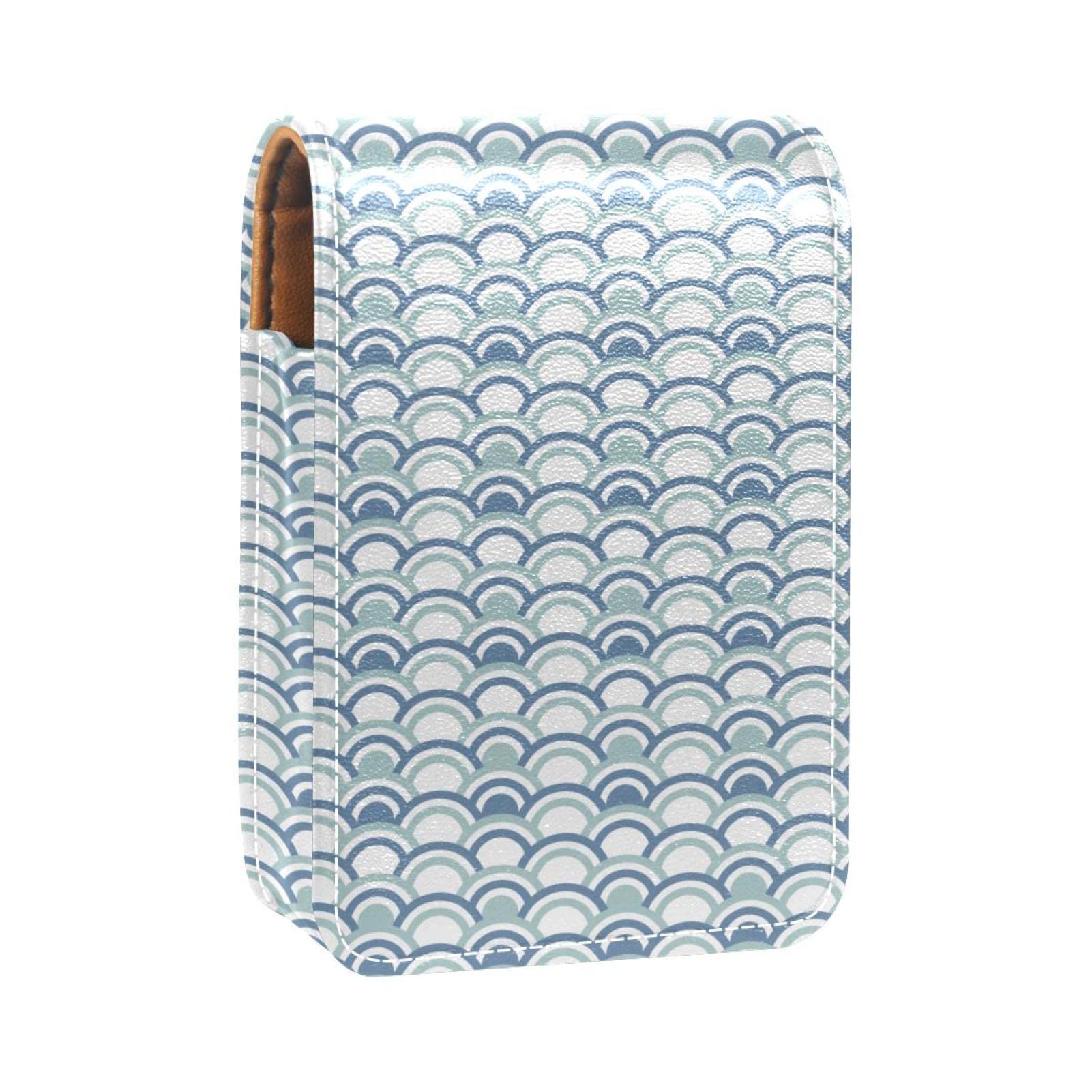 Personalized Lipstick Case - Portable Makeup Bag & Cosmetic Pouch Organizer with Blue Scale Pattern | Perfect for Travel, Daily Use & Gift Giving