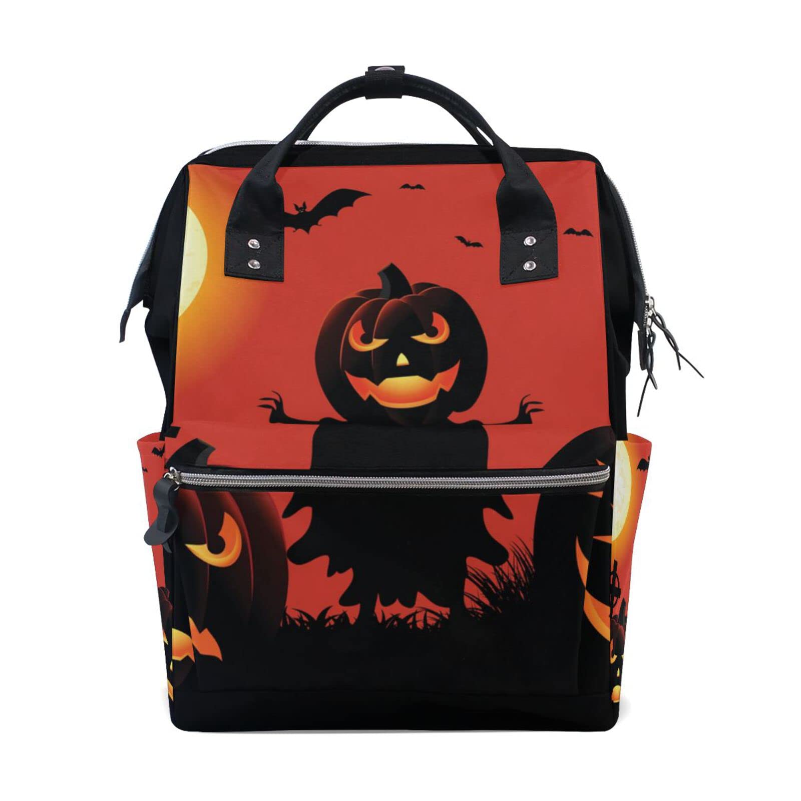 **Halloween Jack-O-Lantern Pumpkin Diaper Backpack - Large Capacity Mummy-Themed Baby Shower Gift, Tote & Shoulder Nappy Bag for Moms (Perfect for Trick-or-Treating & Pumpkin Patch Outings)**