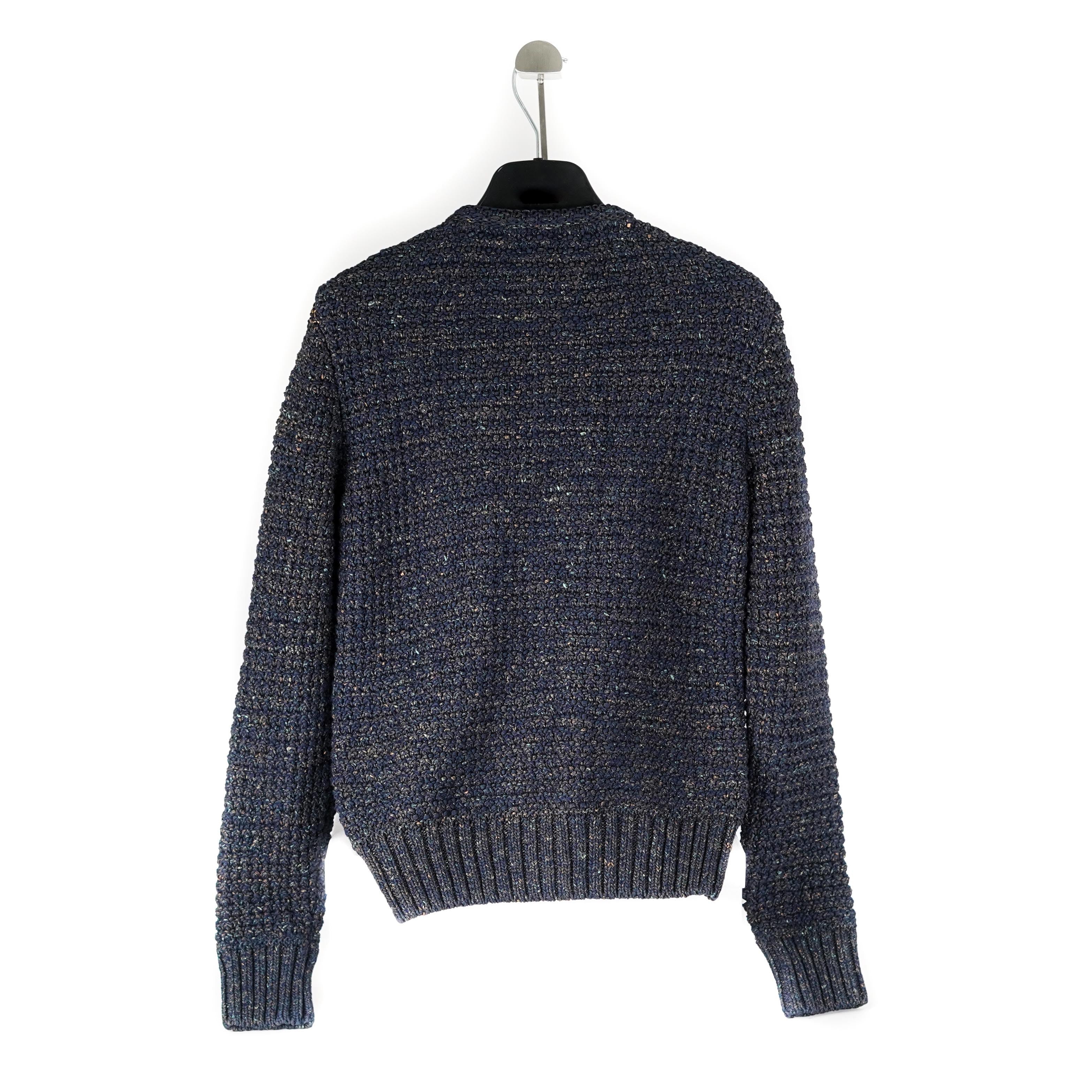Chanel Navy Blue Knit Cardigan Sweater for Women - Size 36 | Luxury Cashmere Blend Open Front Cardigan | Perfect for Office Wear & Evening Outfits