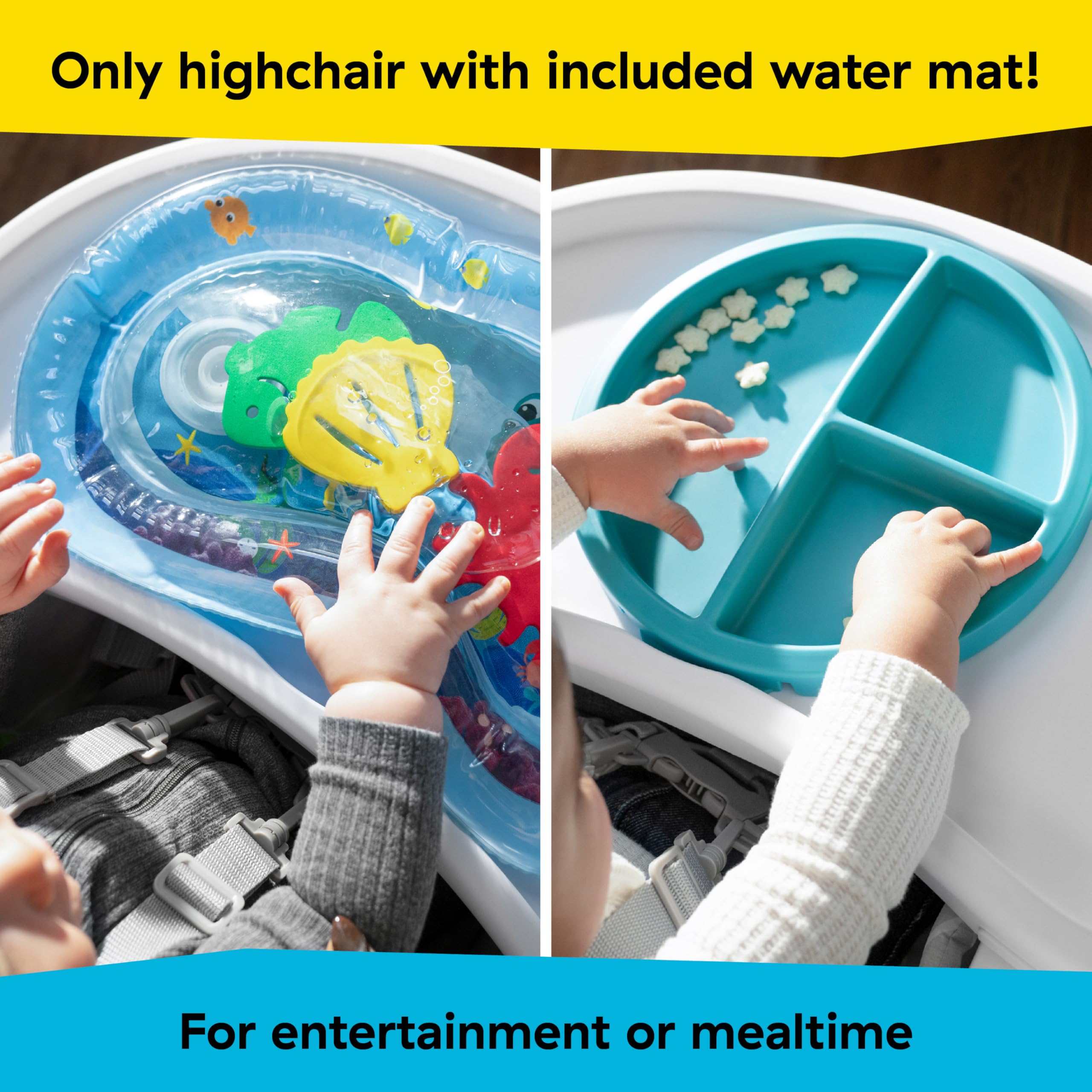 Baby Einstein Ocean Explorers Compact Folding High Chair with Water Mat - 5-Point Safety Harness for Infants 6+ Months | Portable Feeding & Play Seat for Beach, Poolside & Outdoor Adventures