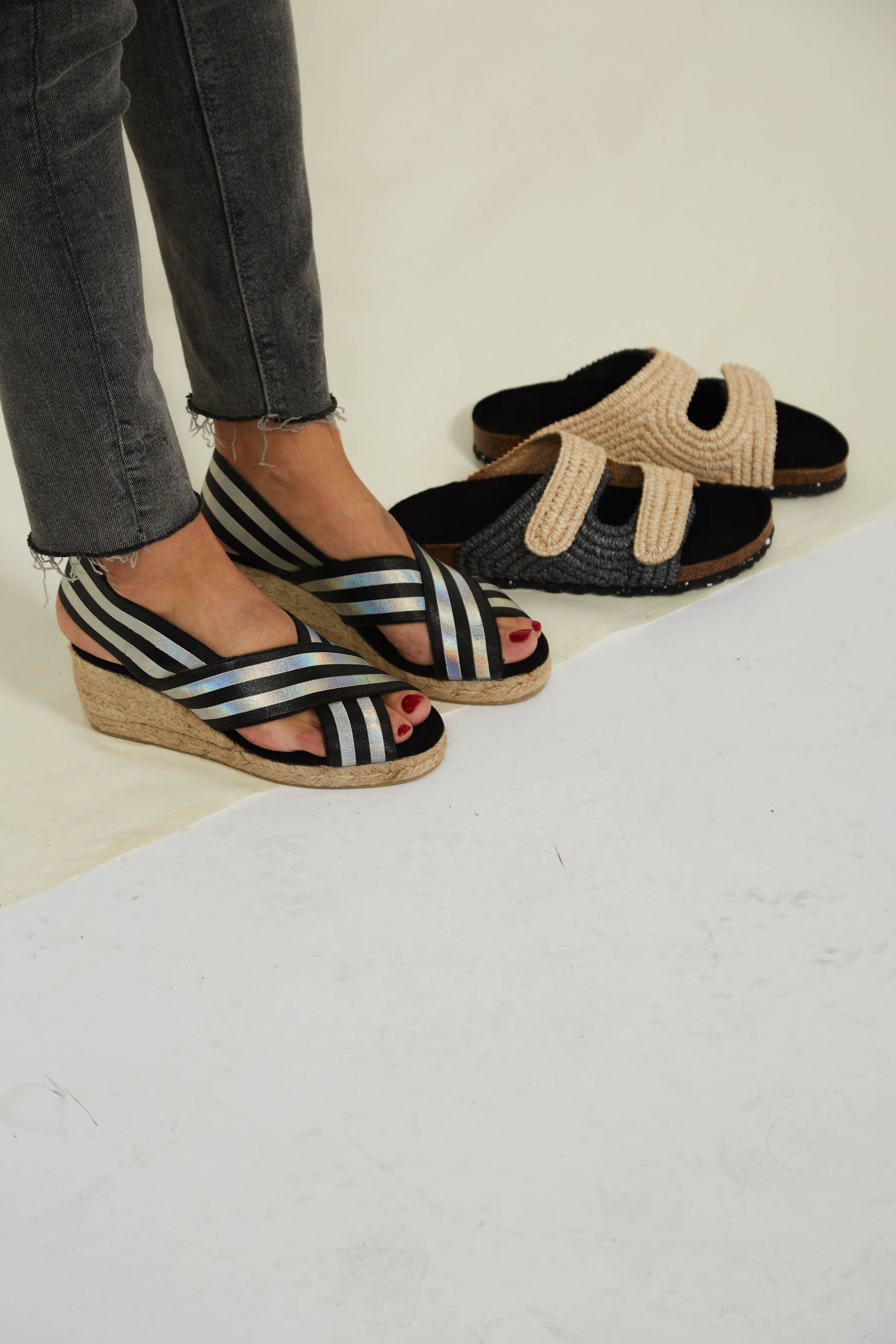Comfortable Elastic Vegan Jute Wedge Sandals for Women - Metallic Finish | Perfect for Summer Beach, Casual Outings & Boho Fashion