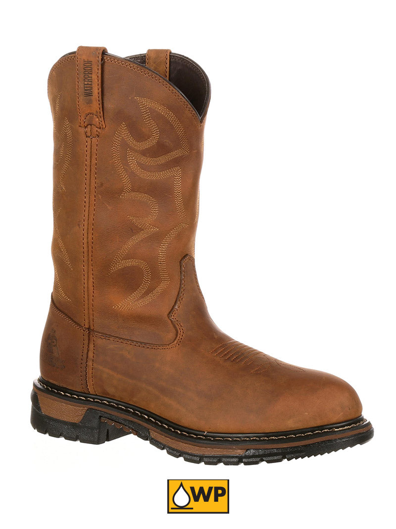 Rocky 2733 Men's Original Ride Branson Roper Waterproof Western Boots - Aztec Crazy Horse Leather - Durable Cowboy Boots for Riding, Work & Outdoor Adventures