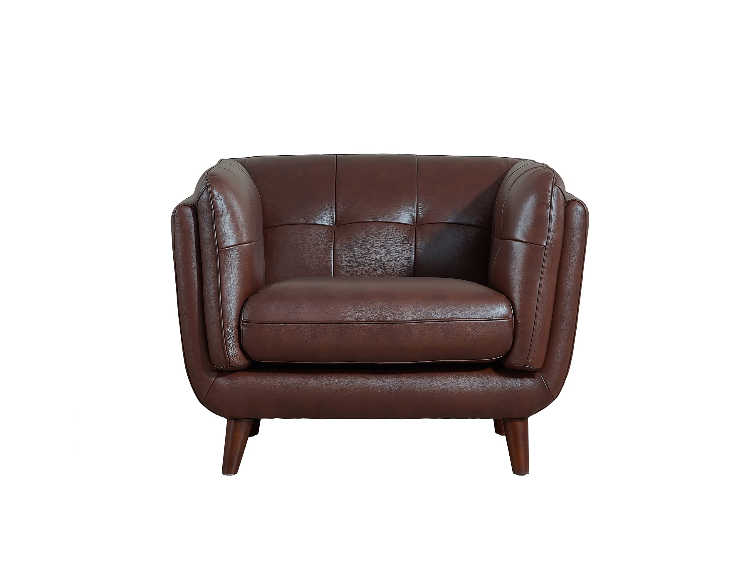 Hydeline Solana 100% Genuine Leather Sofa Couch - Brown Leather Living Room Chair - Perfect for Home Theater, Lounge & Office Seating