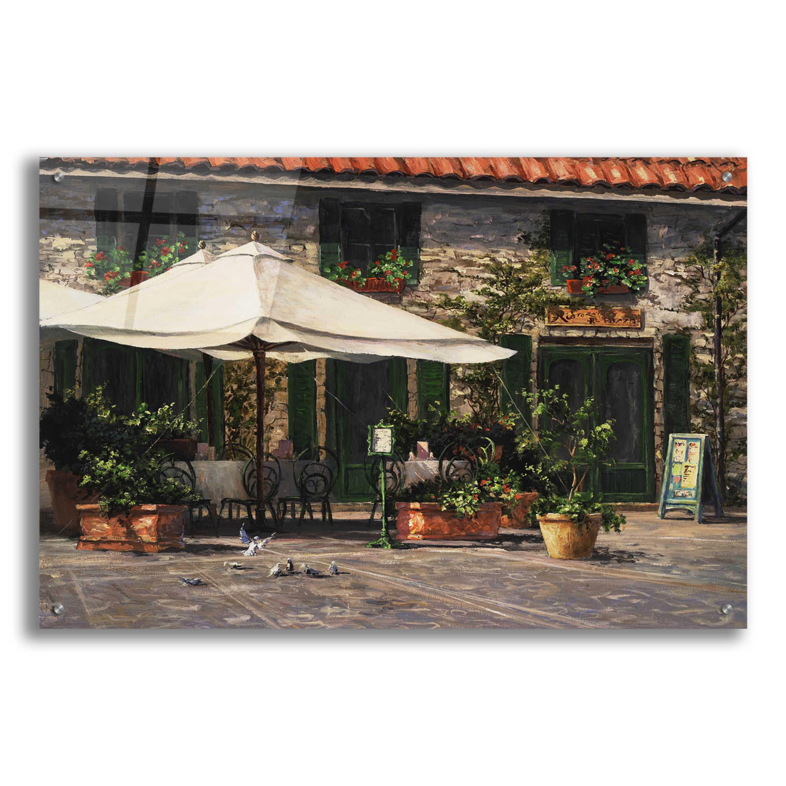 Epic Art 'Ristorante Il Pozzo' by Art Fronckowiak - 36x24 Inch Acrylic Glass Wall Painting - Modern Home & Office Decor - Perfect for Dining Rooms, Living Rooms & Galleries