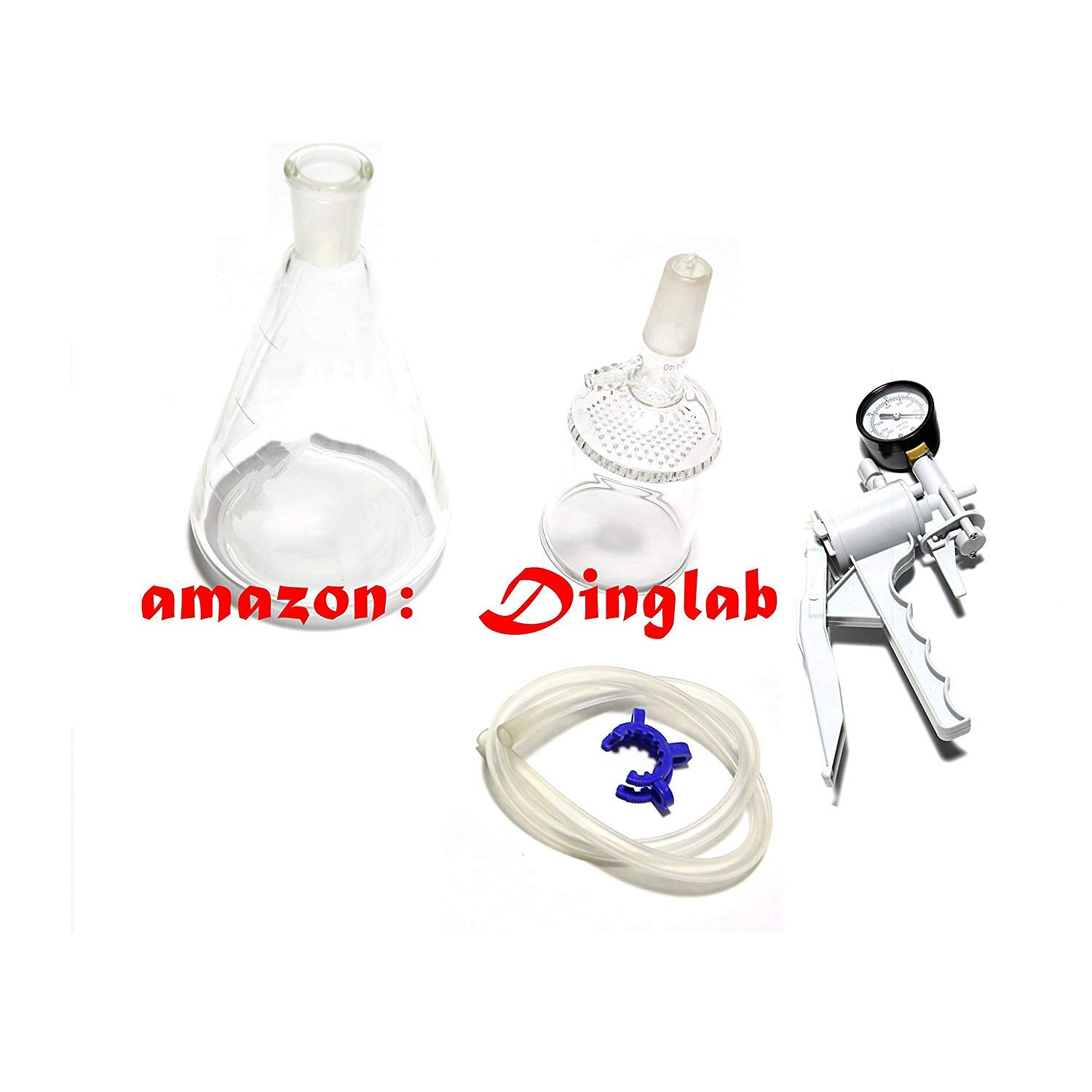 500ml Suction Filtration Device with 47mm Buchner Funnel & Glass Flask - Vacuum Pump Included for Lab Experiments, Chemistry Filtering, and Scientific Research
