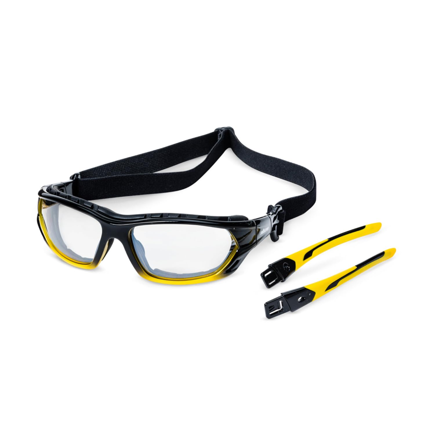 Sellstrom S70000 Polycarbonate Safety Glasses - Clear Lens, Hard-Coated, Military Ballistic Rated (Yellow/Black) - Protective Eyewear for Construction, Woodworking & Industrial Use