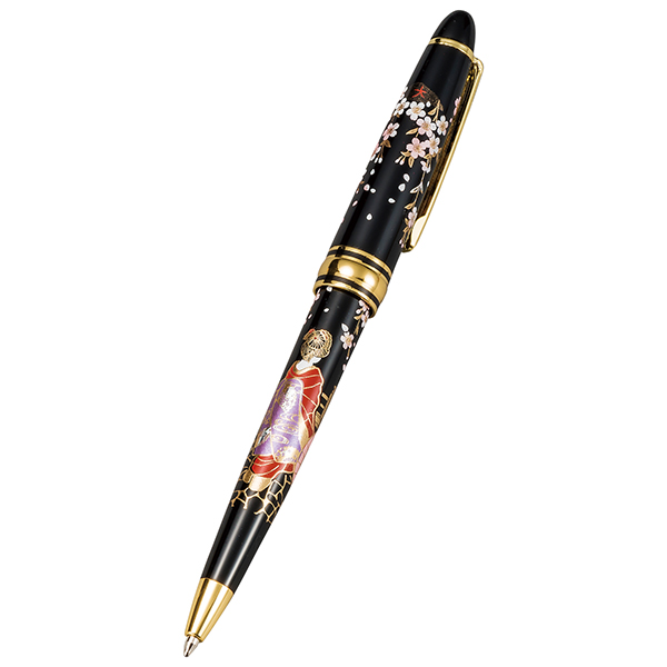 Premium MAKI-E Urushi Lacquer Ballpoint Pen - Cherry Blossom & Japanese Maiko Design - Handcrafted Japanese Writing Instrument - Elegant Gift for Professionals & Collectors - Perfect for Office Use, Journaling & Special Occasions