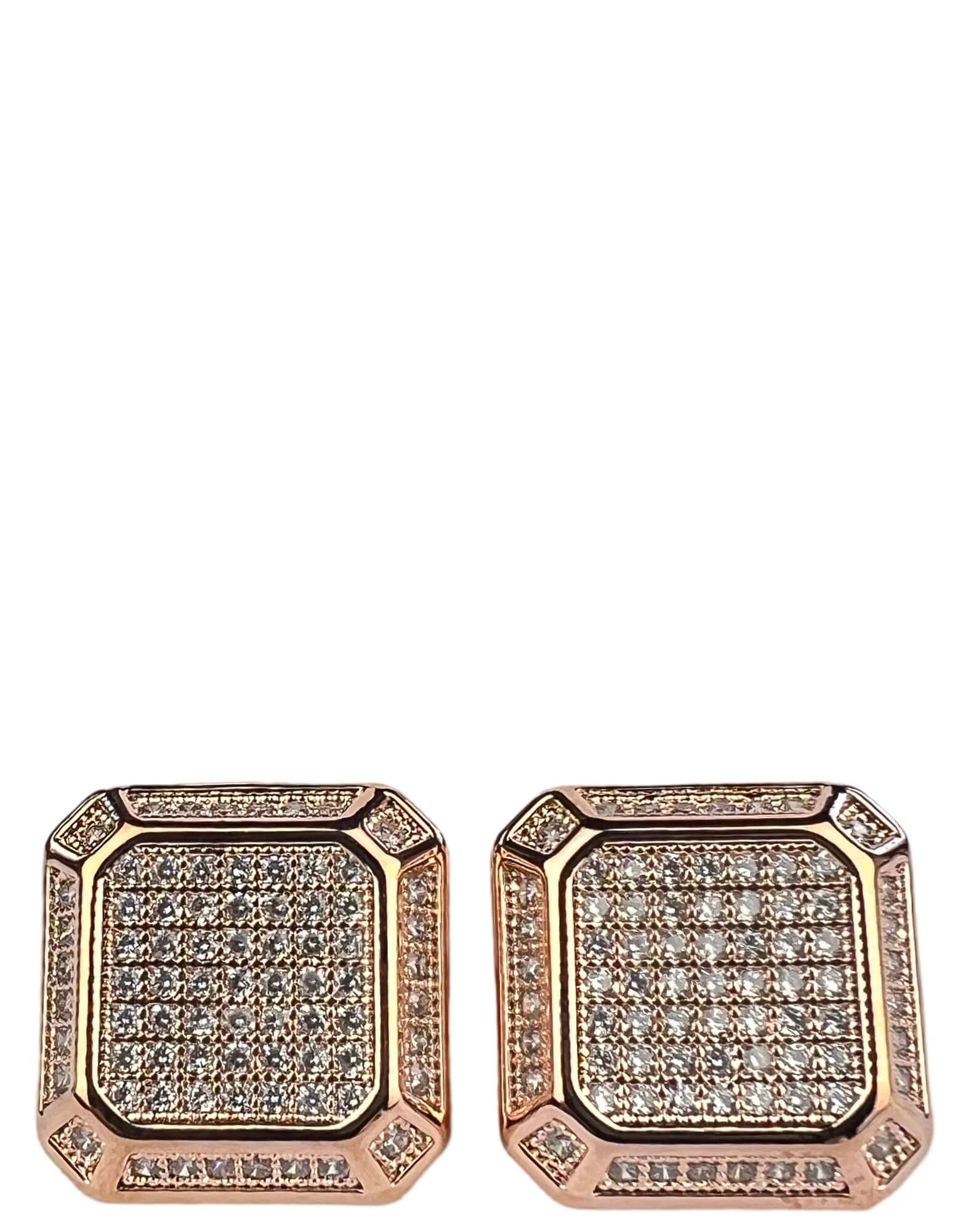 DÉCLIC Diamond Boss Cut Cufflinks in Rose Gold - Elegant Men's Dress Accessories for Weddings, Business Meetings & Formal Events