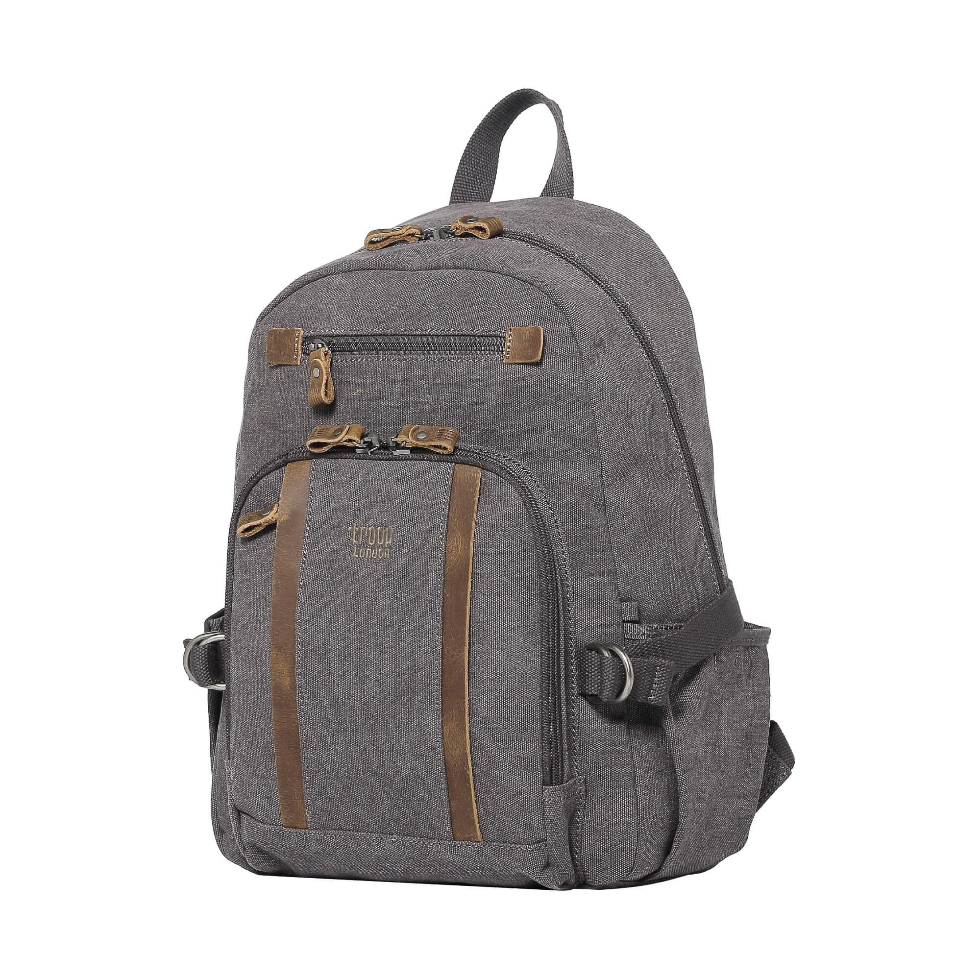 TRP0256 Troop London Classic Canvas Backpack - Medium Size Durable School & Travel Backpack for Men & Women - Perfect for College, Commuting & Outdoor Adventures