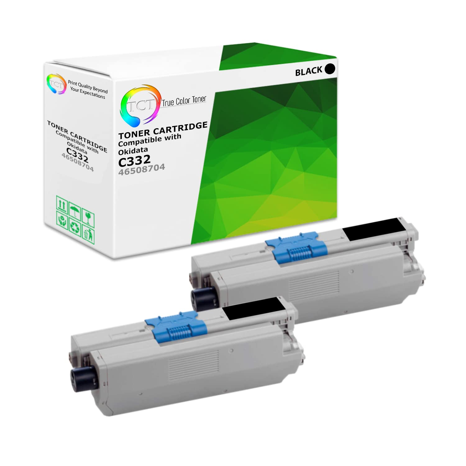 Premium TCT Compatible Toner Cartridge Replacement for Okidata 46508704 (Black) - Works with Okidata C332, C332DN, MC363, MC363DN Printers - 2 Pack (3,500 Pages Each) - Ideal for Home & Office Printing, High-Quality Documents & Reports