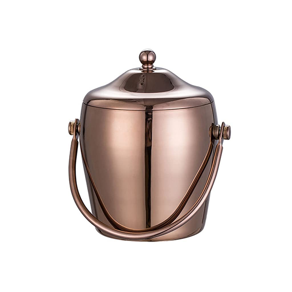 ROSG Double Layer Stainless Steel Ice Bucket - Elegant Champagne & Wine Cooler for KTV, Bars, Parties & Home Entertaining (B-Style 1) | Perfect for Weddings, Cocktail Events & Beverage Chilling