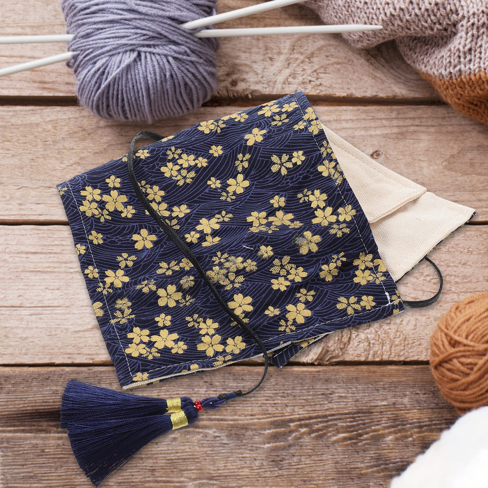 SEWACC Knitting Needle Case Organizer - Roll-Up Storage for Straight & Circular Knitting Needles, Crochet Hooks & Accessories - Perfect for Travel, Crafting & Knitting Projects