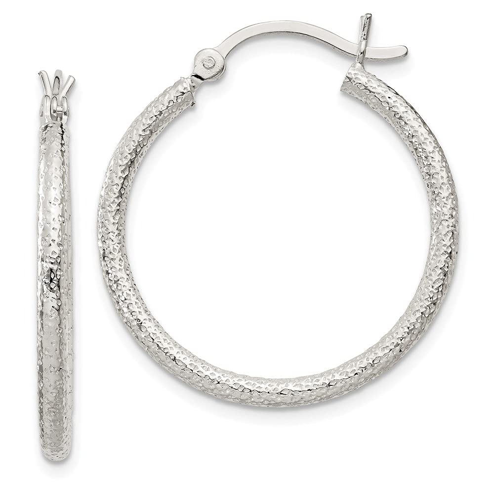 Diamond2Deal 925 Sterling Silver Hoop Earrings for Women - 27mm Large Size, Hypoallergenic Fine Jewelry - Perfect for Parties, Weddings & Everyday Wear