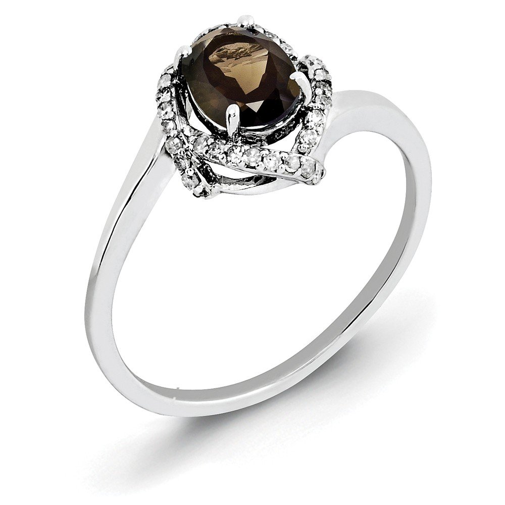 925 Sterling Silver Smoky Quartz & Diamond Engagement Ring 0.908ct - Elegant Wedding Band, Promise Ring & Anniversary Jewelry Gift for Her