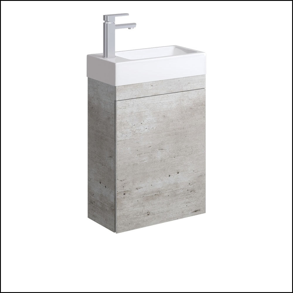 Fienza Edge 45RX OF 17.7 Inch Wall Mounted Bathroom Vanity with Overflow - Modern Industrial Design for Small Bathrooms & Powder Rooms