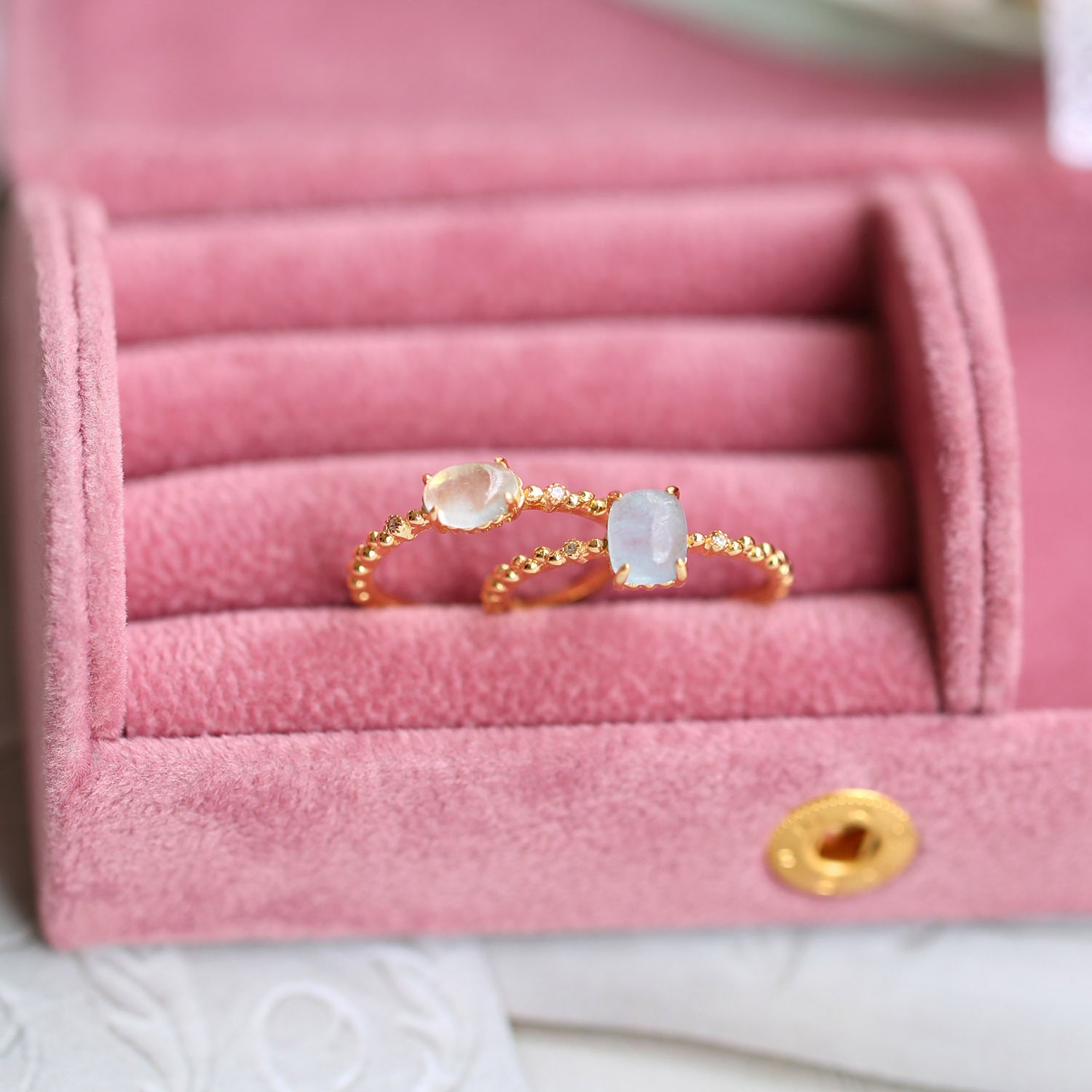 14K Gold Aquamarine Crystal Birthstone Ring for Women - March Birthstone Jewelry, Elegant Gift for Birthday, Anniversary & Valentine's Day | HJZB 253 | Perfect for Everyday Wear & Special Occasions