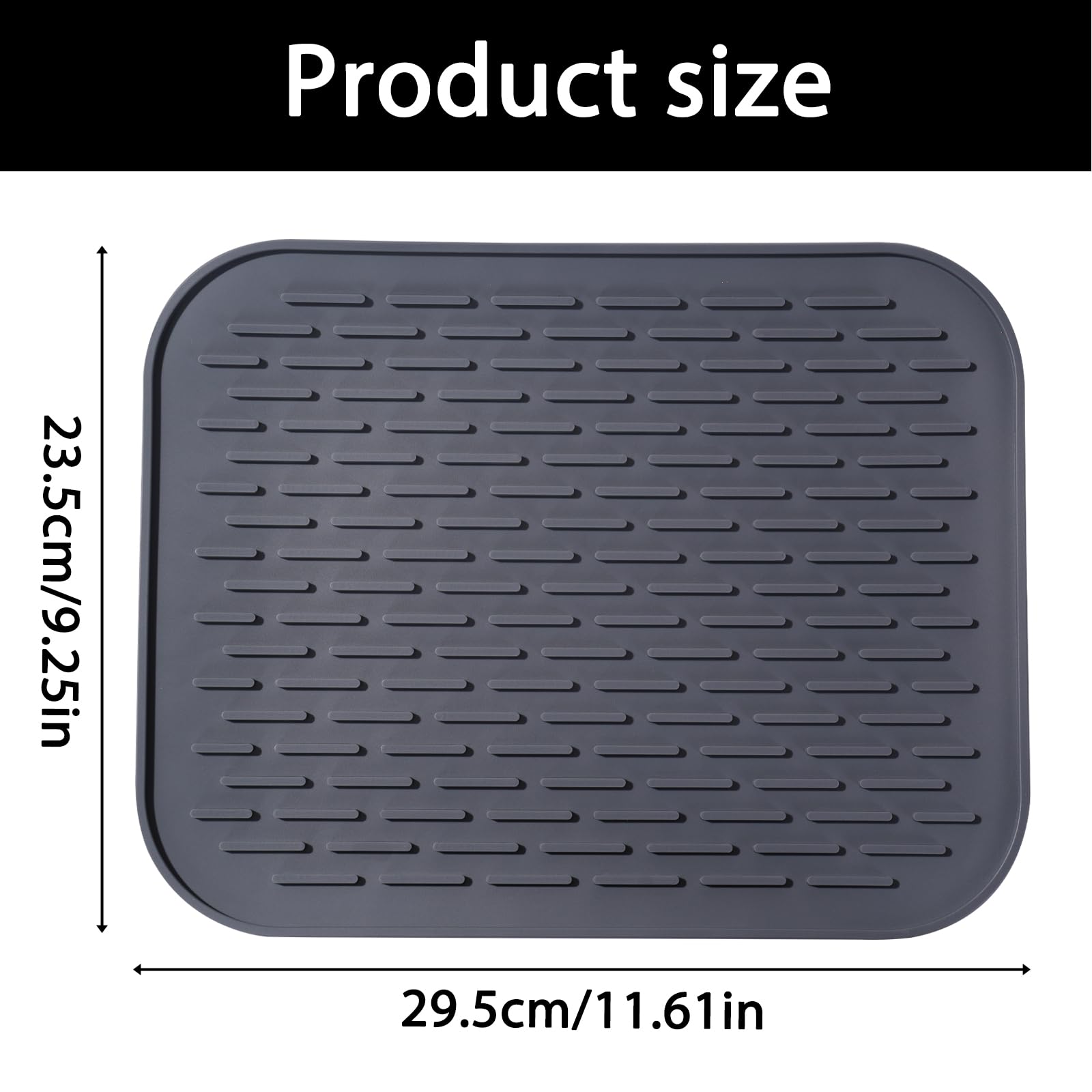 Silicone Dish Drying Mat - Non-Slip, Heat Resistant for Kitchen Sink & Counter - Perfect for Dishes & Drawer Liner