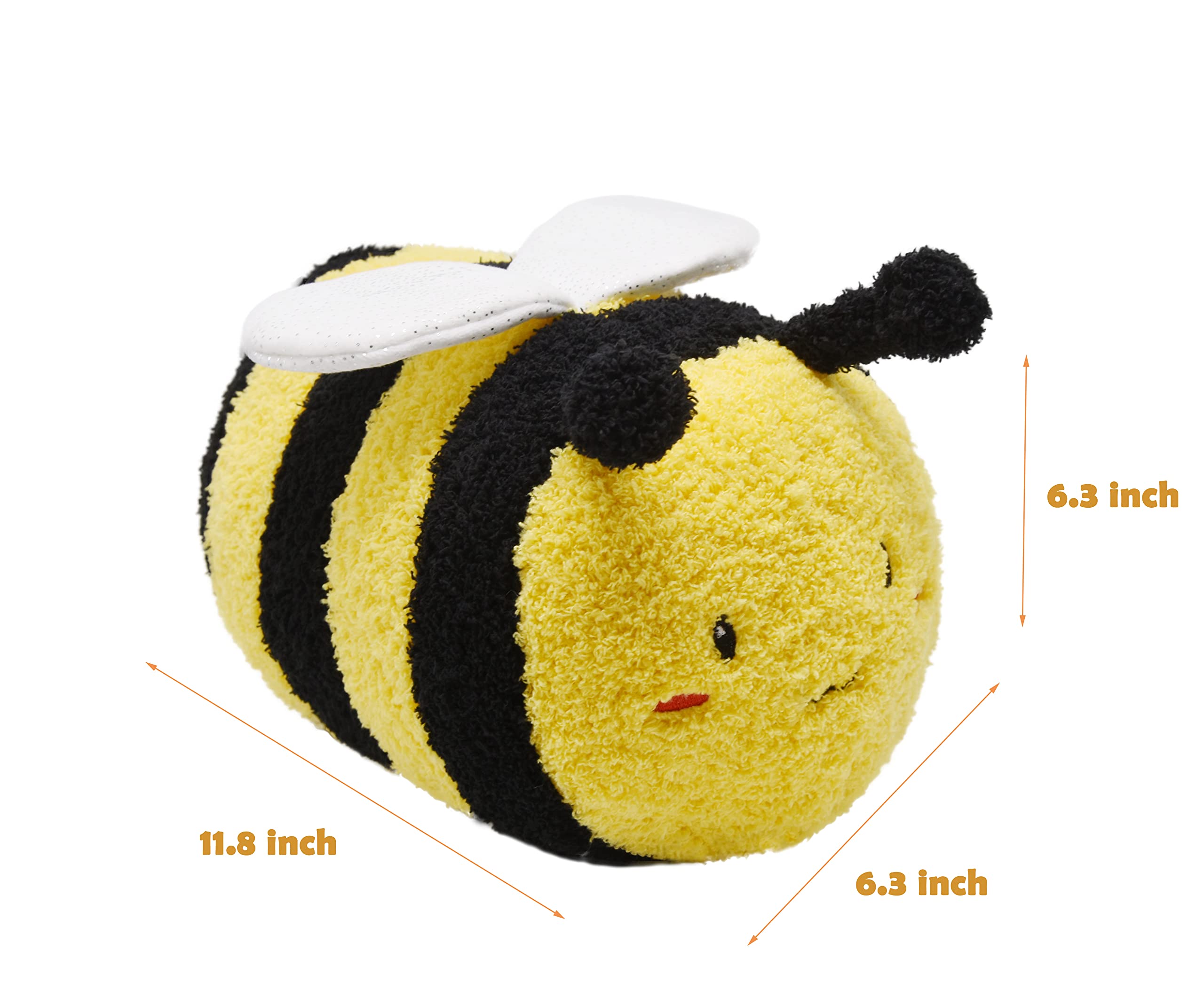 12 Inch Fuzzy Bumblebee Stuffed Animal - Super Soft Plush Toy with Smile Face & White Wings | Cute Gift for Kids, Baby Shower, Nursery Decor & Honey Lovers | Perfect for Cuddling, Birthday Presents & Themed Parties